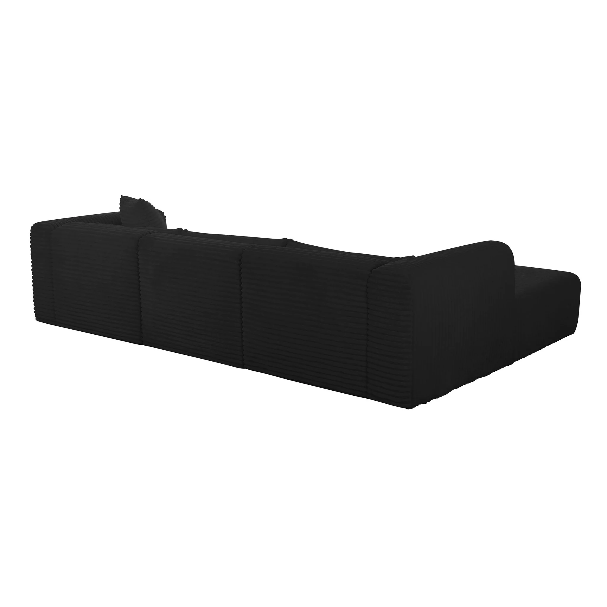 Tarra Fluffy Oversized Black Corduroy Modular LAF Sectional - Image 5
