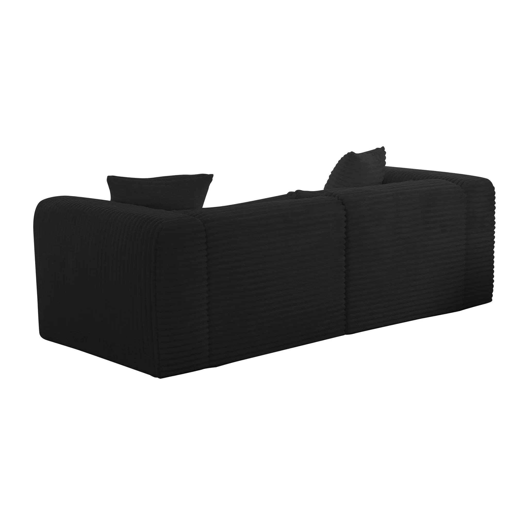 Tarra Fluffy Oversized Black Corduroy Modular Loveseat - Image 3
