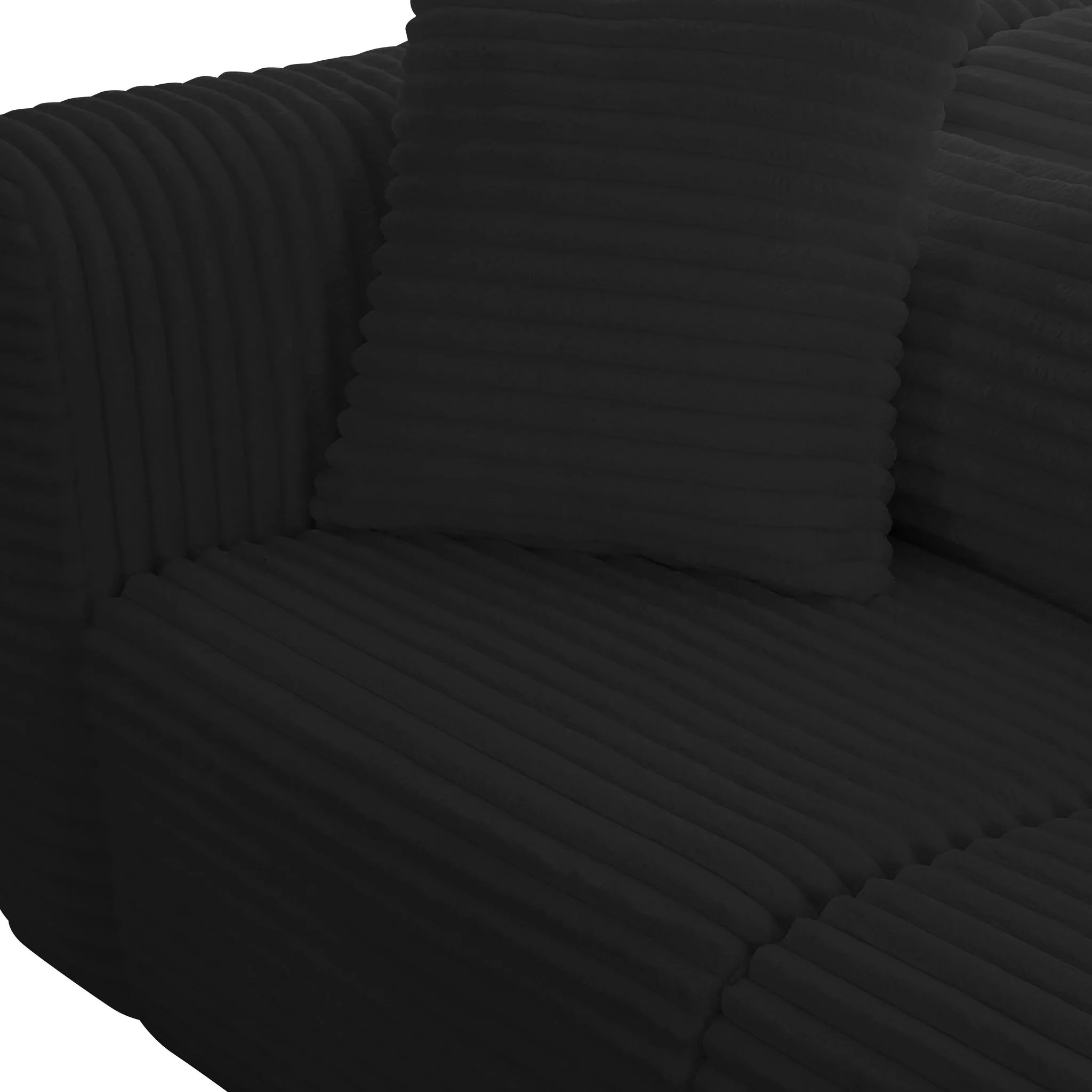 Tarra Fluffy Oversized Black Corduroy Modular RAF Chaise - Image 13