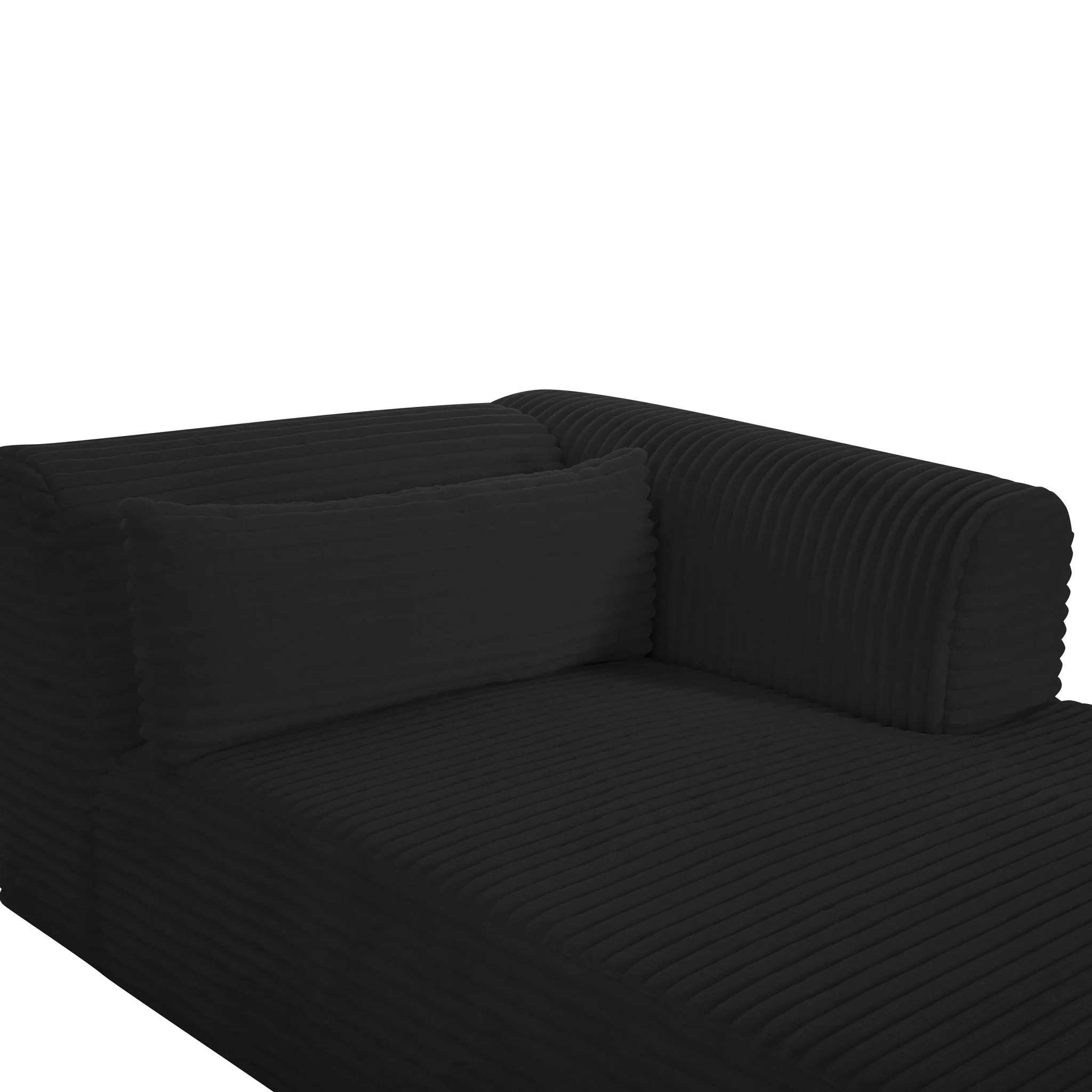 Tarra Fluffy Oversized Black Corduroy Modular RAF Chaise - Image 14