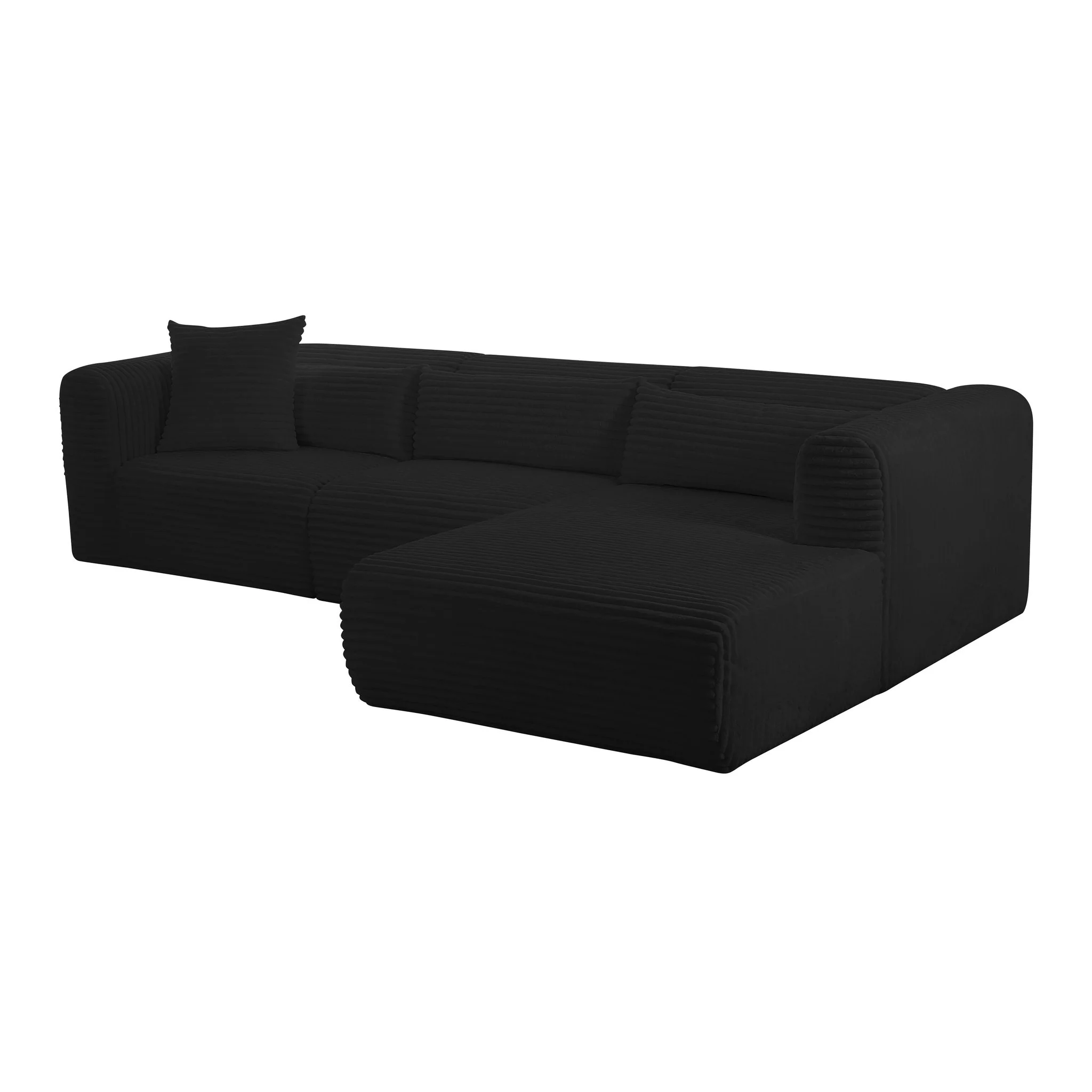 Tarra Fluffy Oversized Black Corduroy Modular RAF Chaise - Image 7