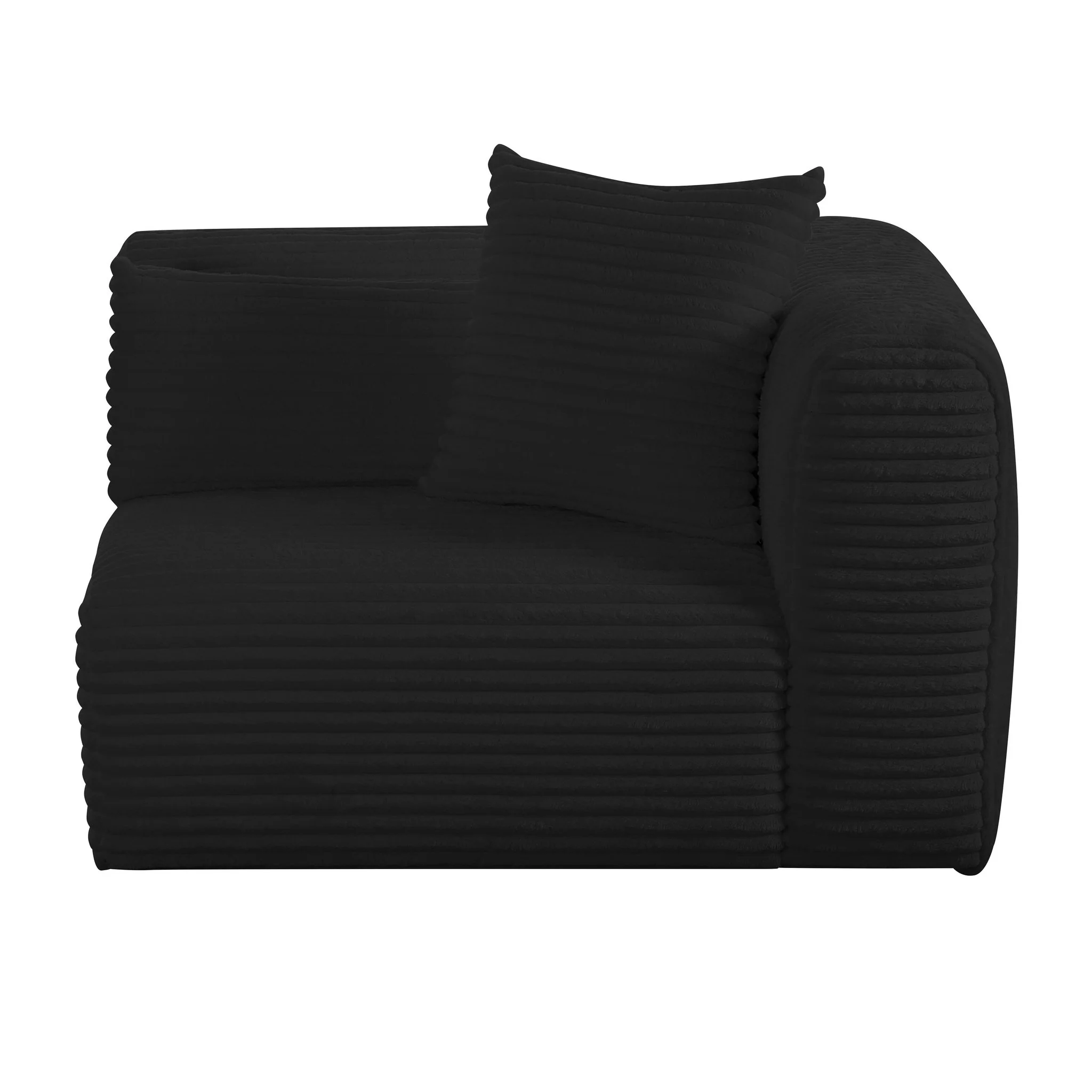 Tarra Fluffy Oversized Black Corduroy Modular RAF Corner Chair - Image 3