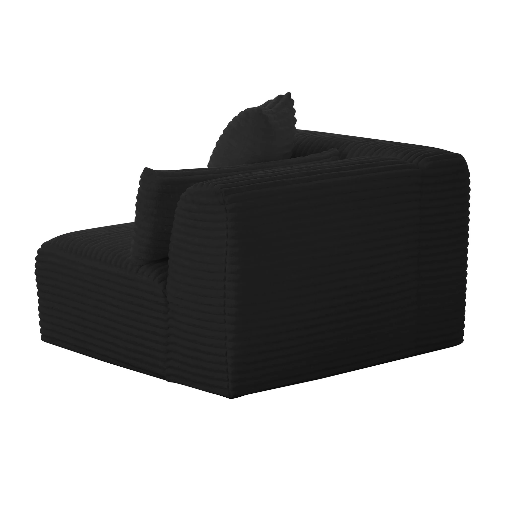 Tarra Fluffy Oversized Black Corduroy Modular RAF Corner Chair - Image 4