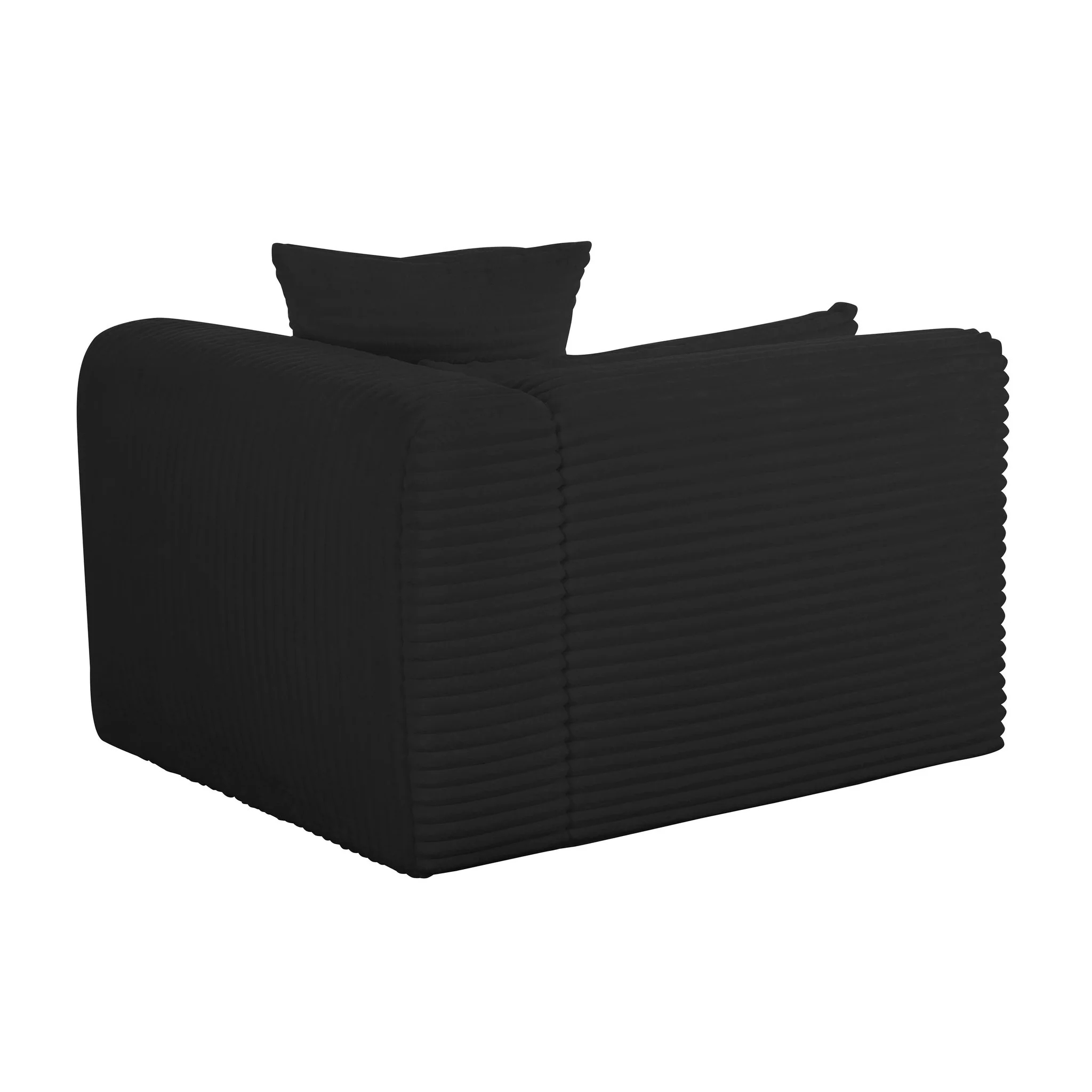 Tarra Fluffy Oversized Black Corduroy Modular RAF Corner Chair - Image 5