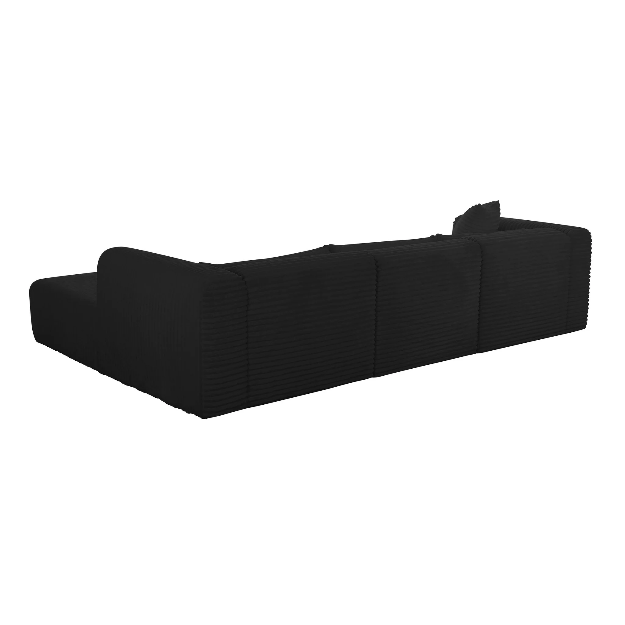 Tarra Fluffy Oversized Black Corduroy Modular RAF Sectional - Image 5
