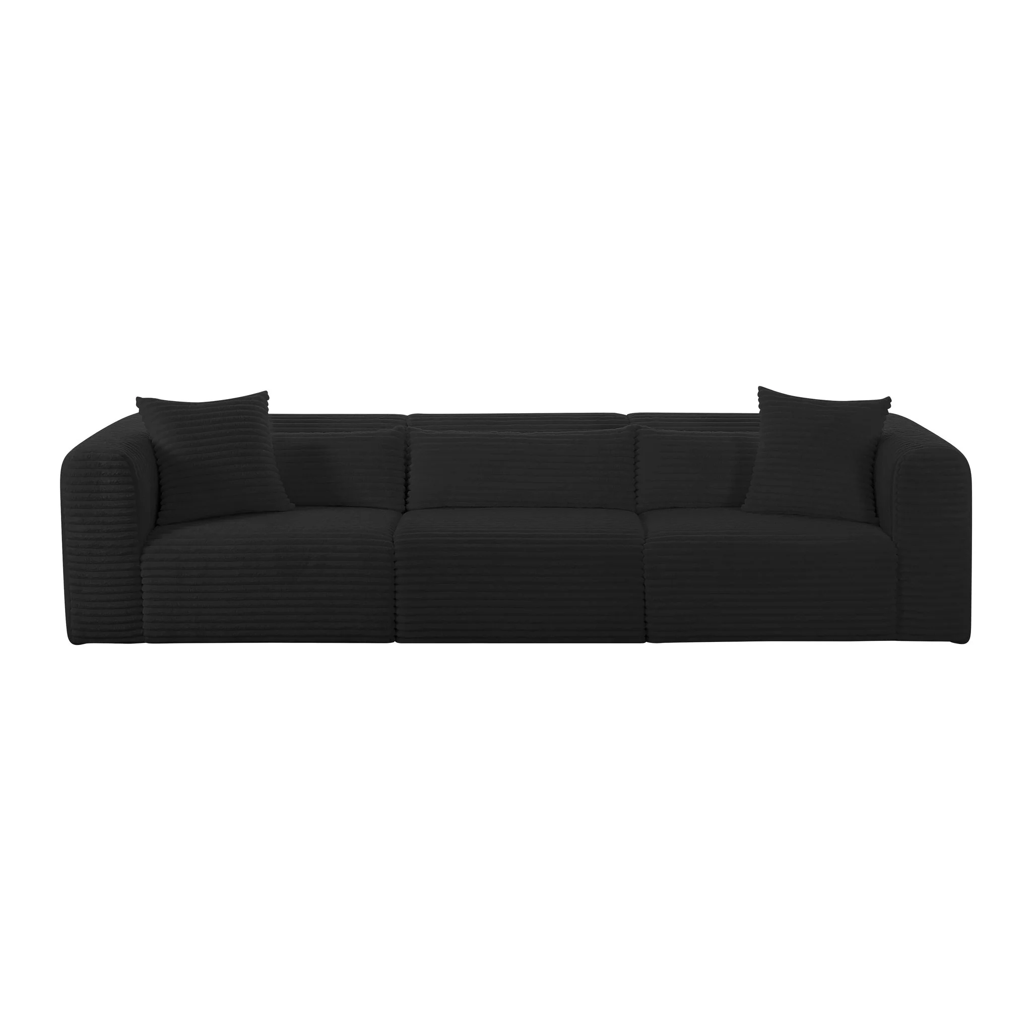 Tarra Fluffy Oversized Black Corduroy Modular Sofa - Image 2