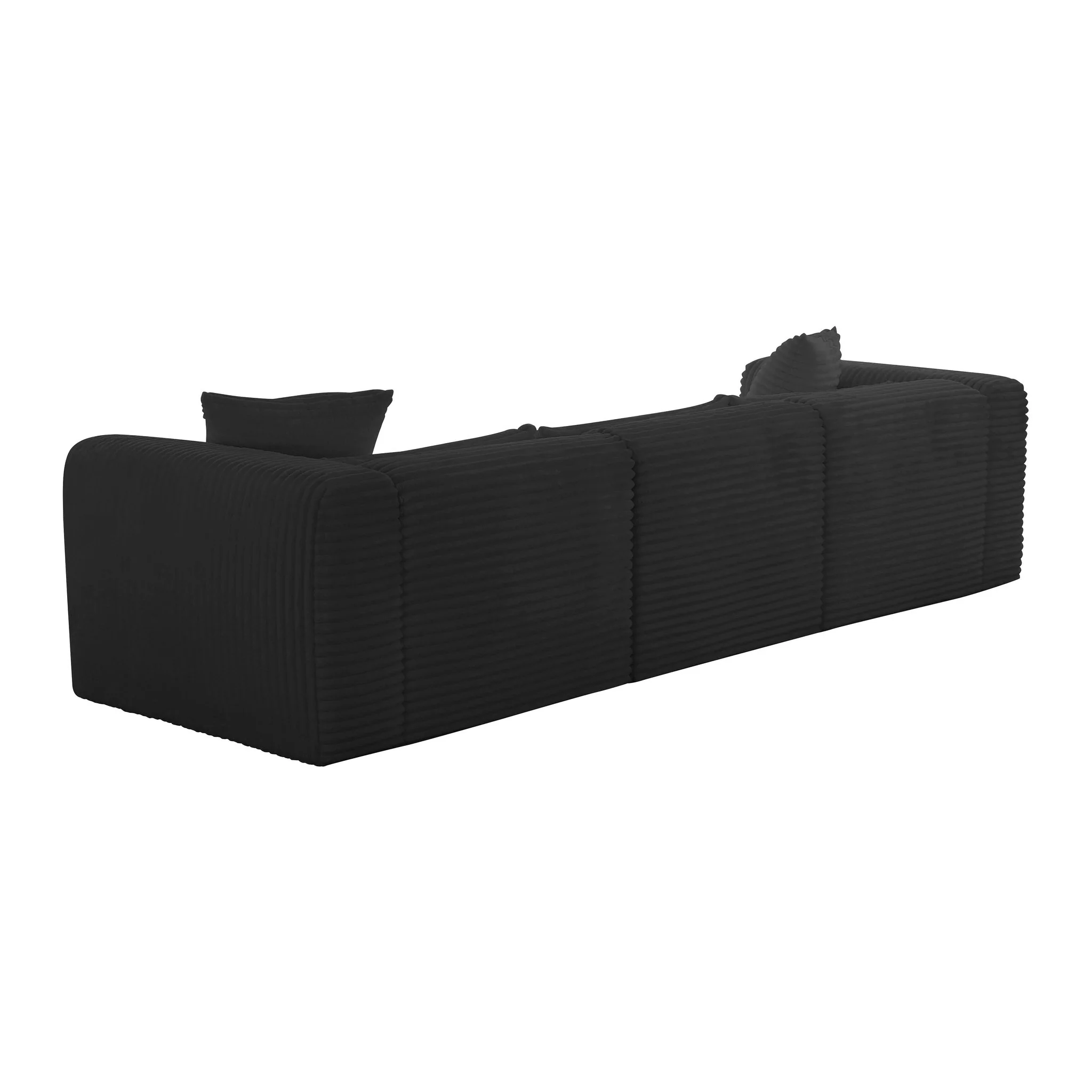 Tarra Fluffy Oversized Black Corduroy Modular Sofa - Image 3