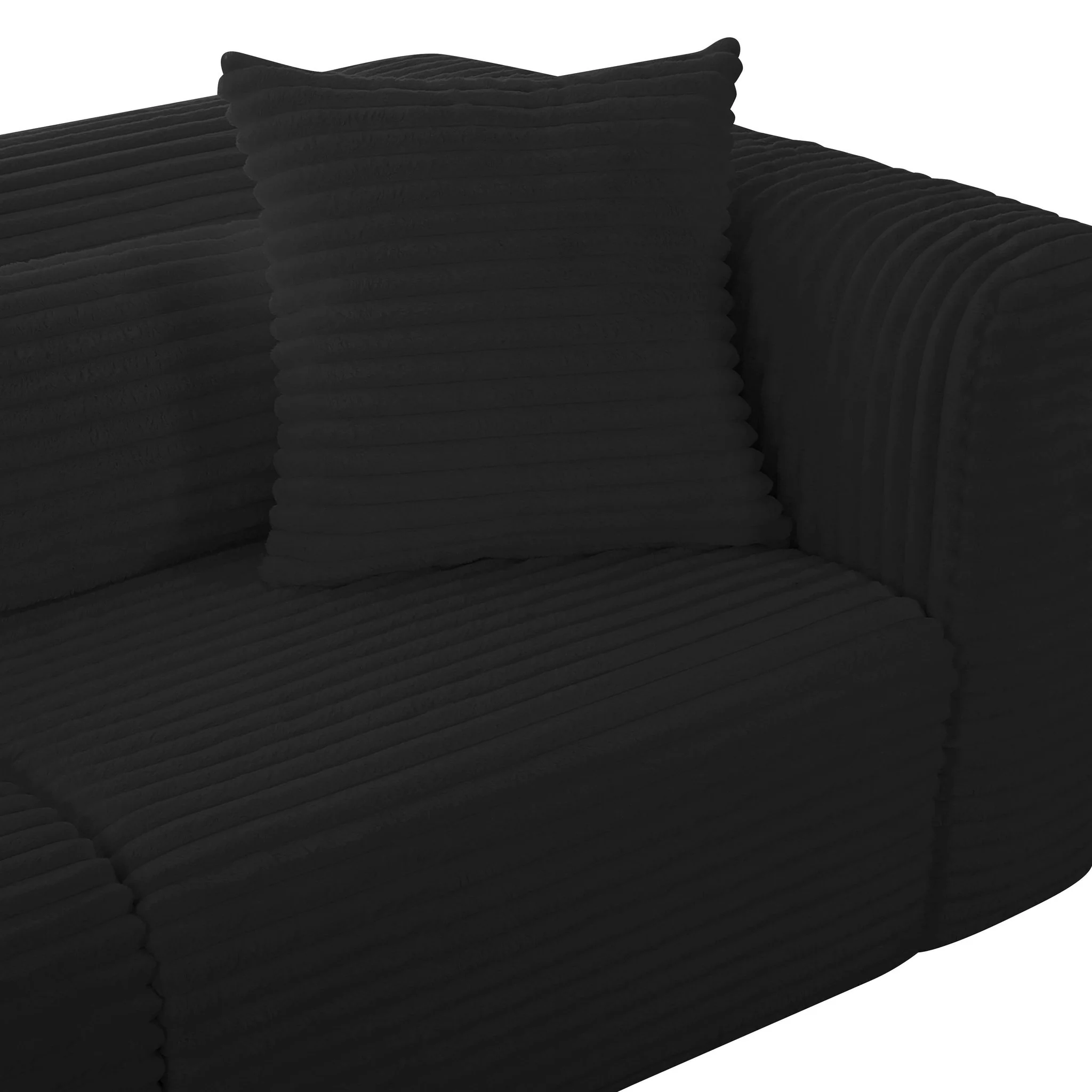 Tarra Fluffy Oversized Black Corduroy Modular Sofa - Image 4