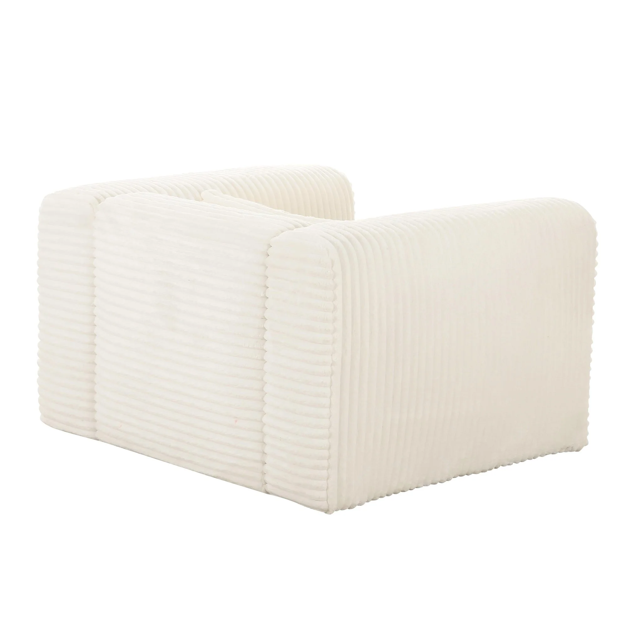 Tarra Fluffy Oversized Cream Corduroy Armchair - Image 4