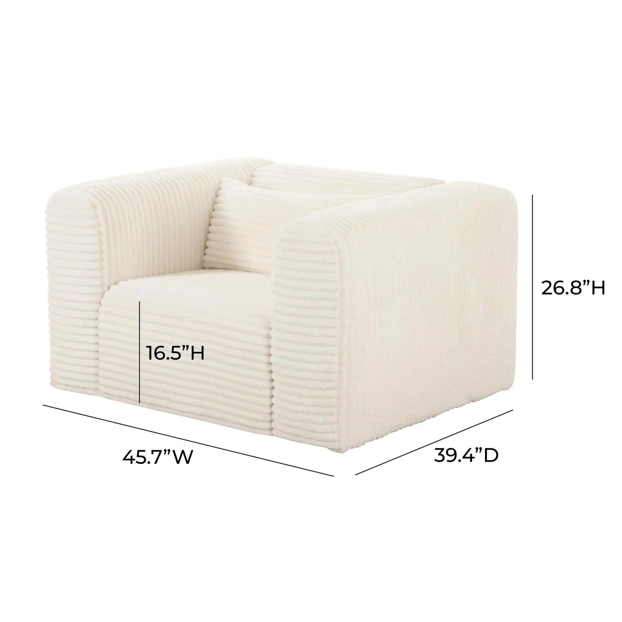 Tarra Fluffy Oversized Cream Corduroy Armchair - Image 5