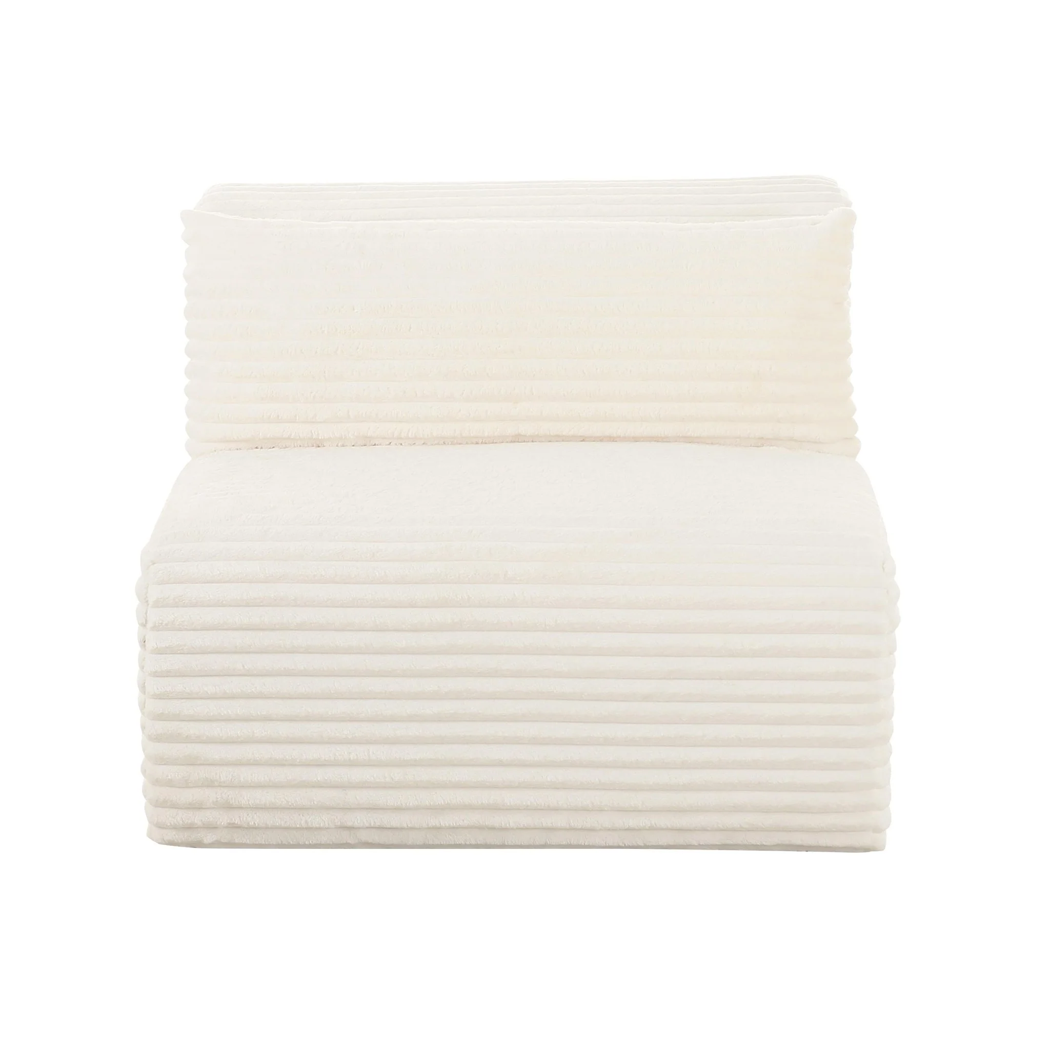 Tarra Fluffy Oversized Cream Corduroy Modular Armless Chair - Image 3