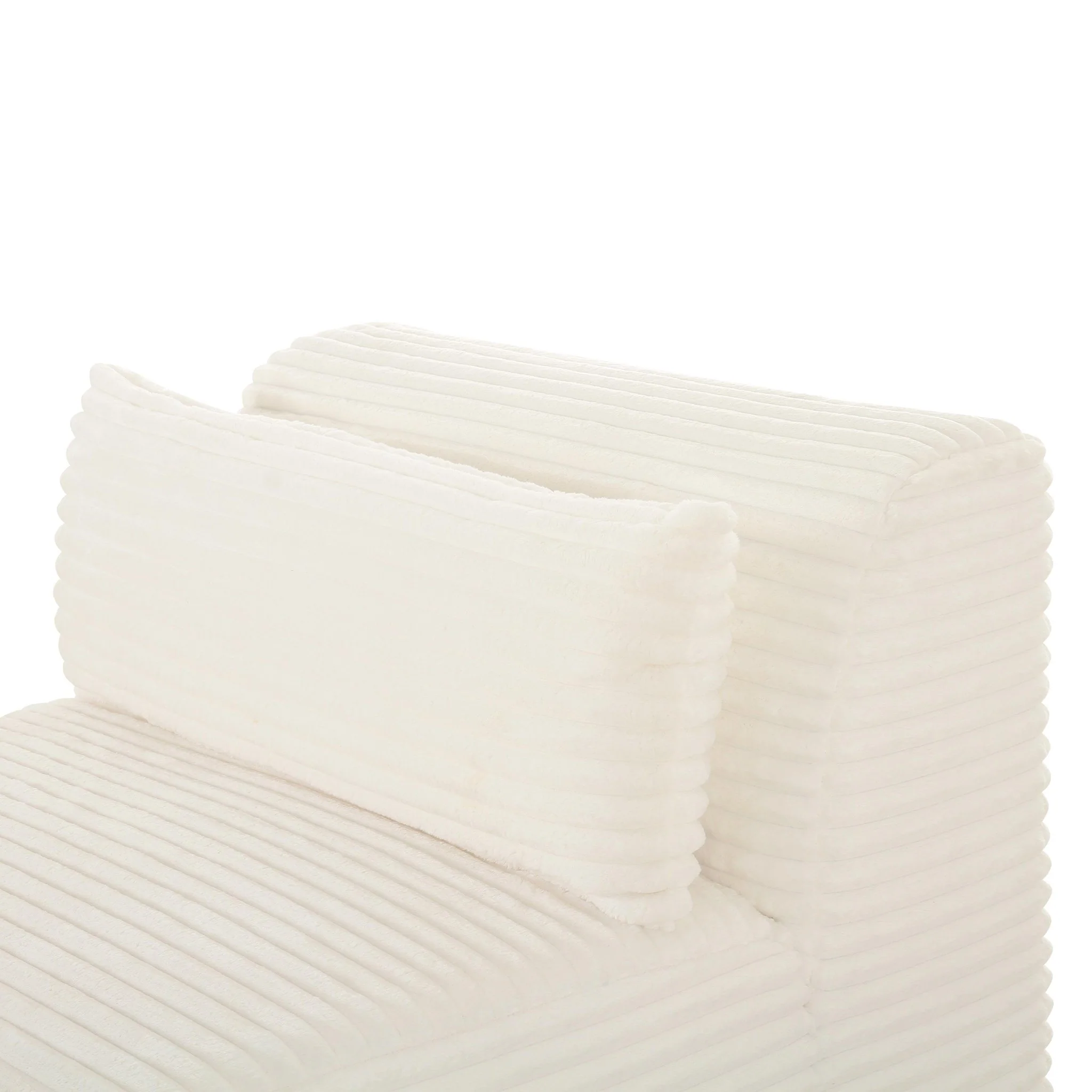 Tarra Fluffy Oversized Cream Corduroy Modular Armless Chair - Image 5