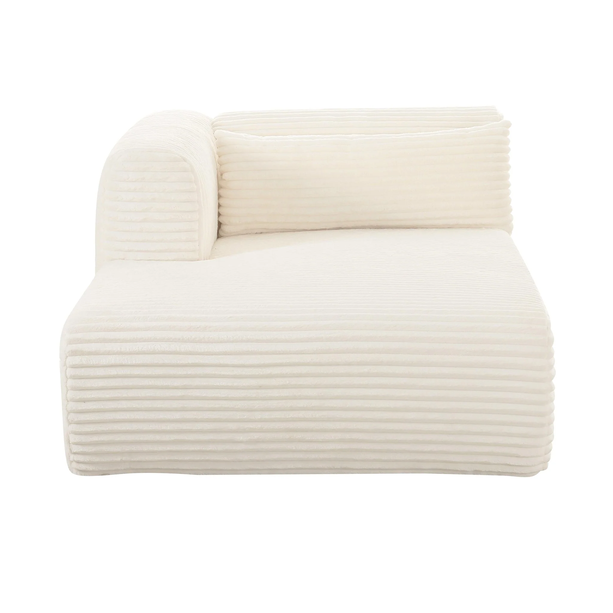 Tarra Fluffy Oversized Cream Corduroy Modular LAF Chaise - Image 3