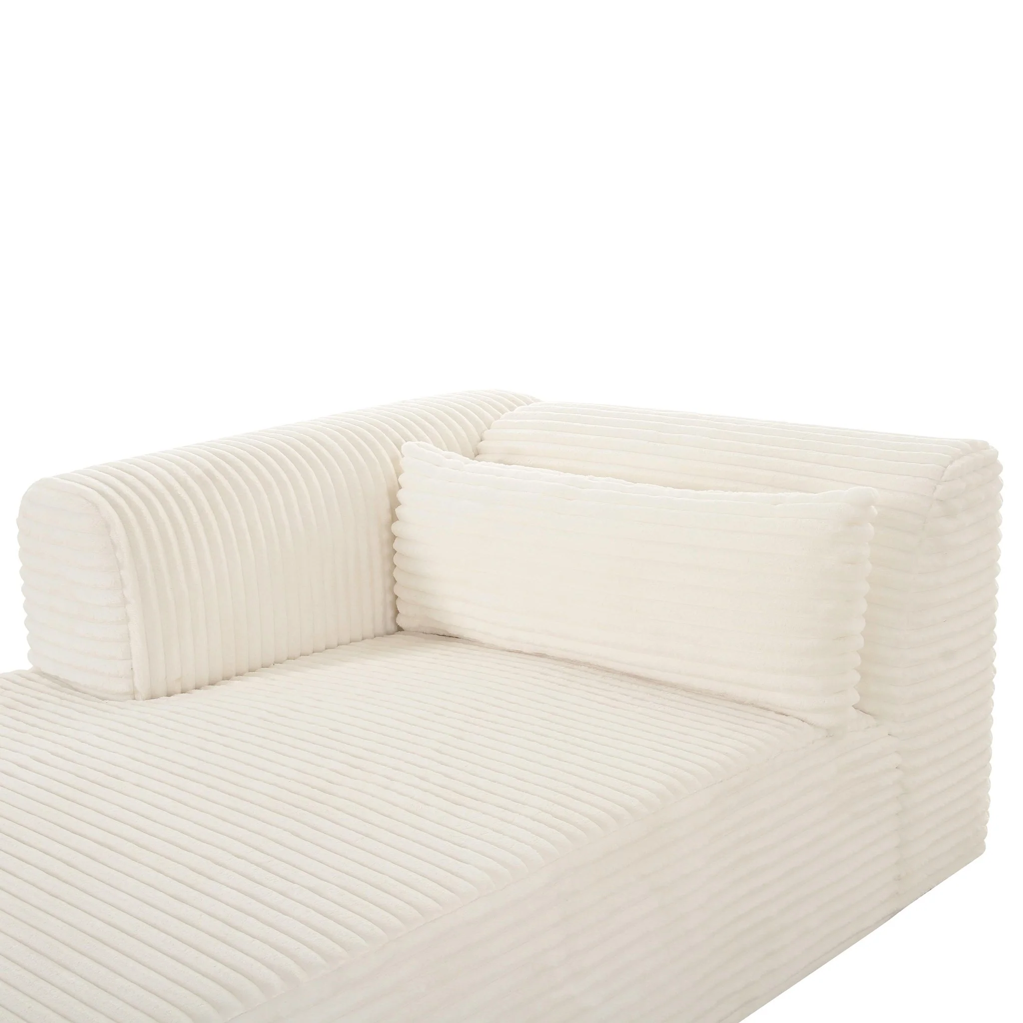 Tarra Fluffy Oversized Cream Corduroy Modular LAF Chaise - Image 5