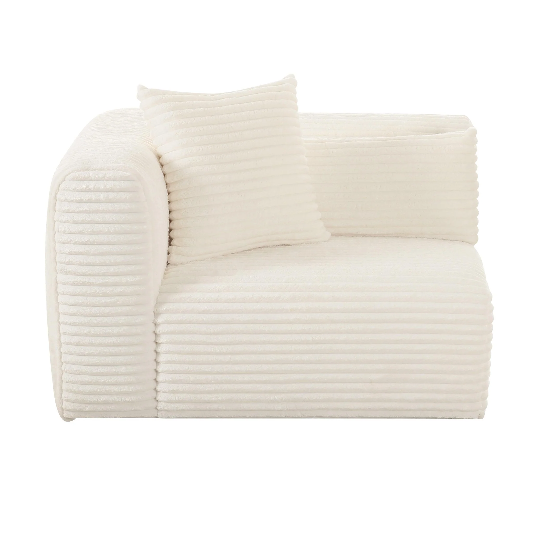 Tarra Fluffy Oversized Cream Corduroy Modular LAF Corner Chair - Image 3