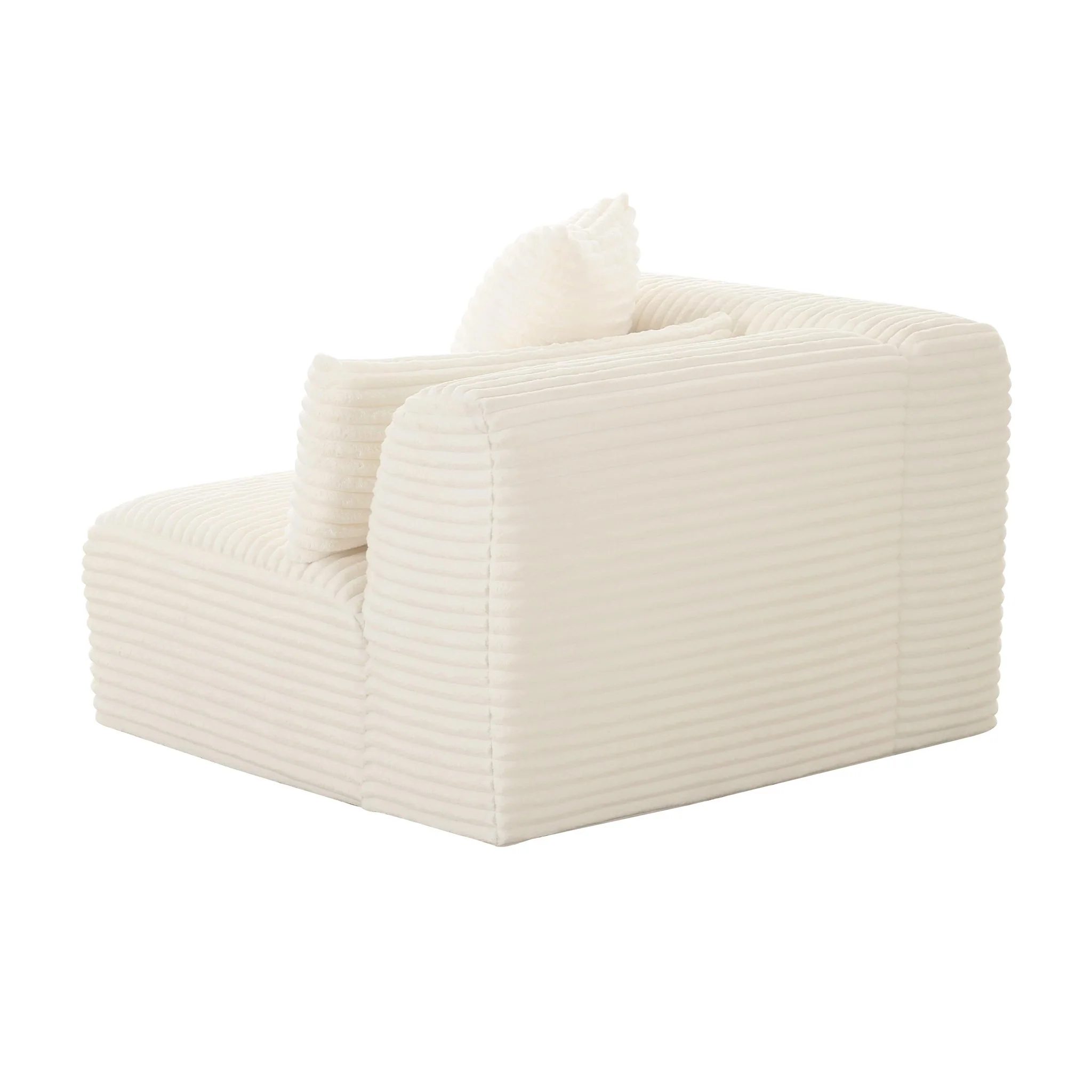 Tarra Fluffy Oversized Cream Corduroy Modular LAF Corner Chair - Image 5