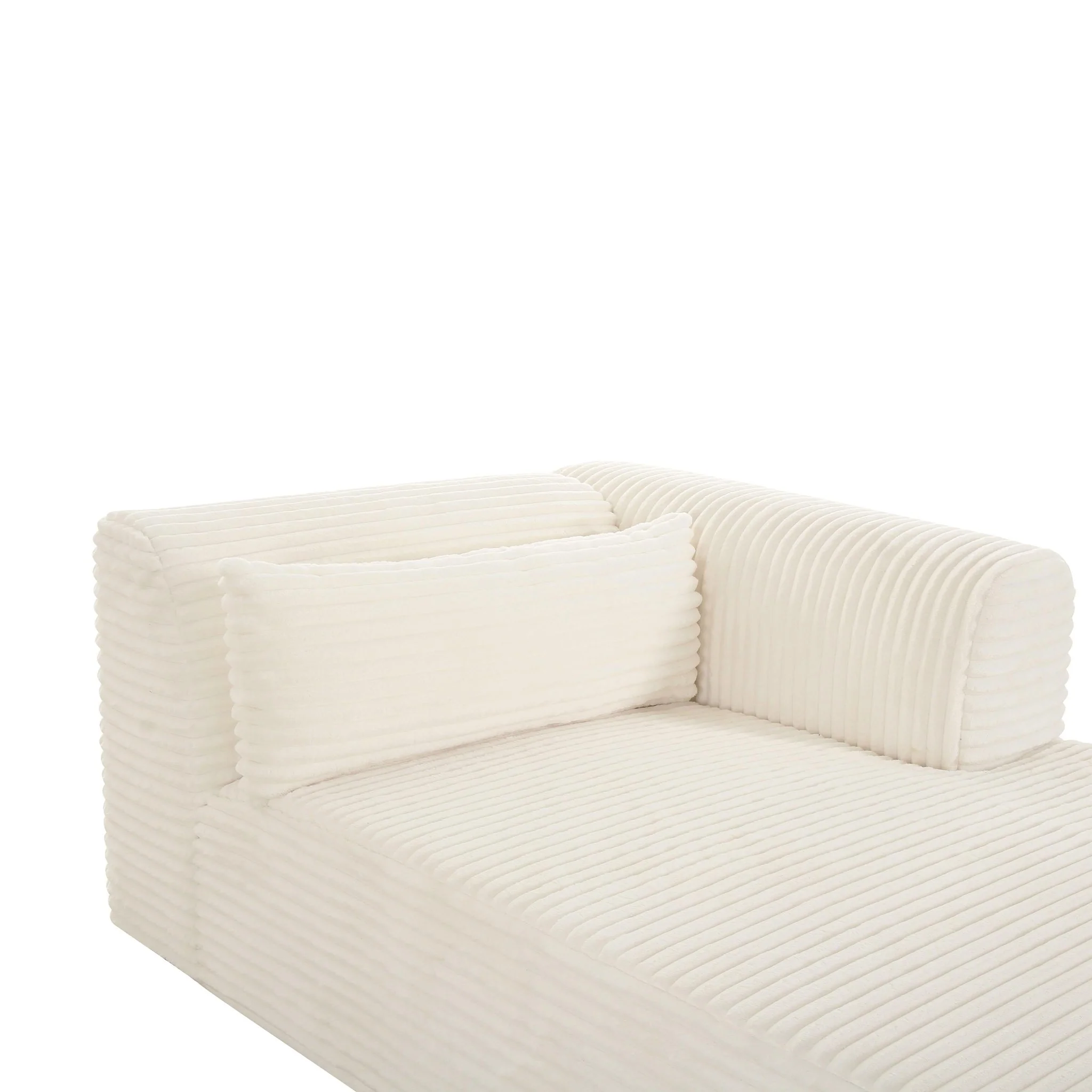 Tarra Fluffy Oversized Cream Corduroy Modular RAF Chaise - Image 5