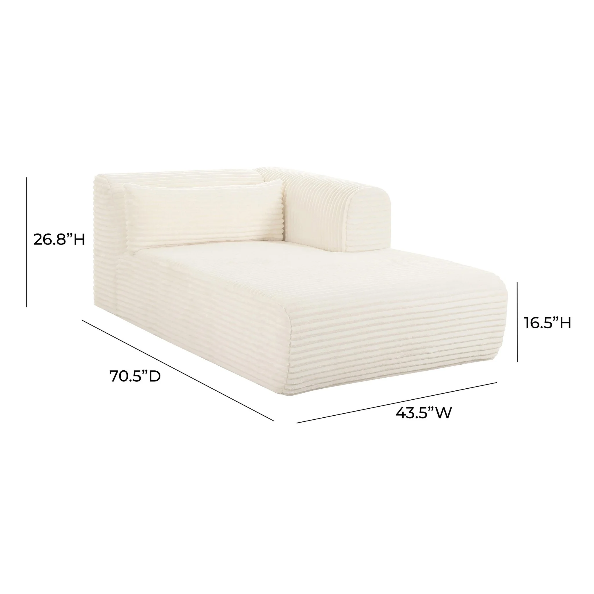 Tarra Fluffy Oversized Cream Corduroy Modular RAF Chaise - Image 6