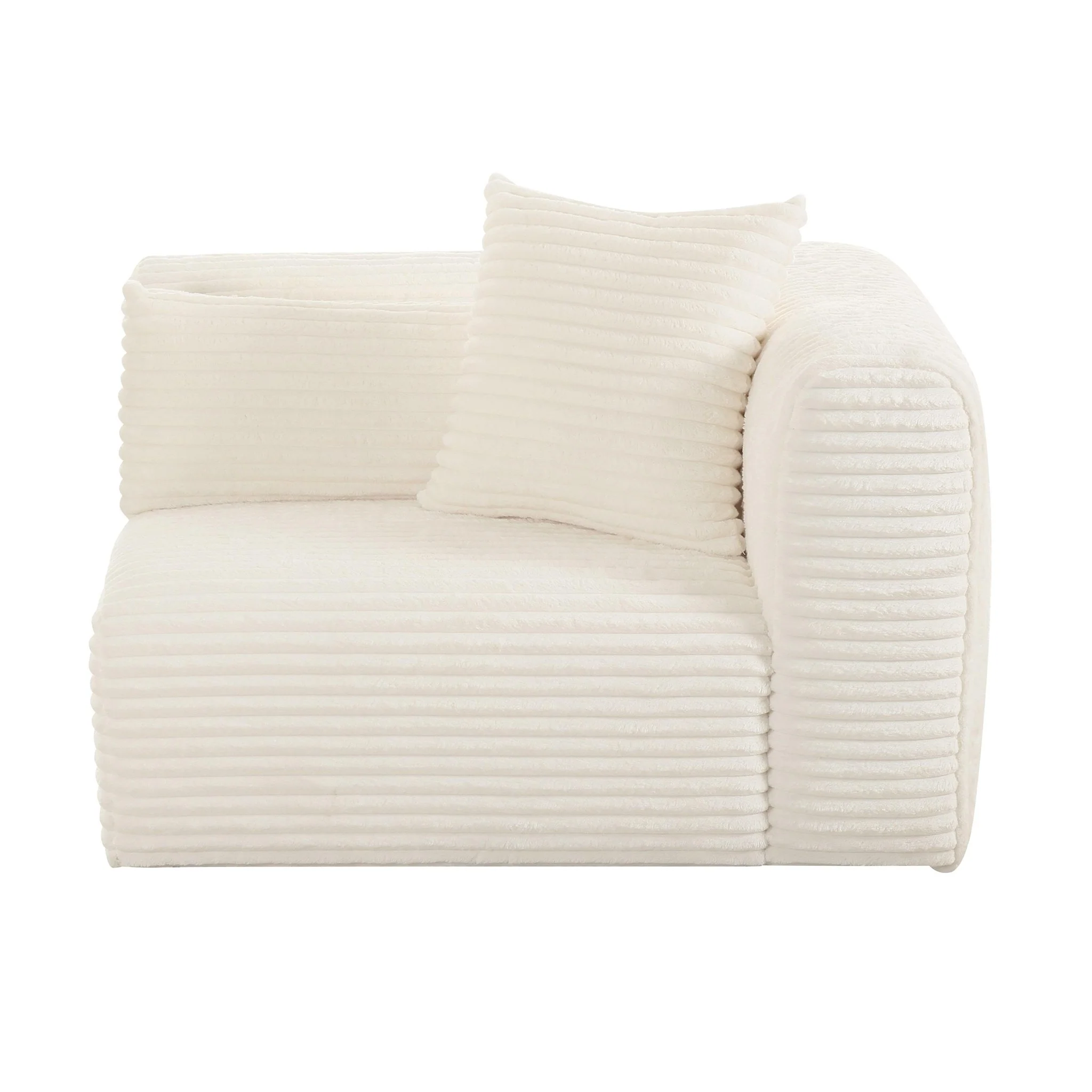 Tarra Fluffy Oversized Cream Corduroy Modular RAF Corner Chair - Image 3