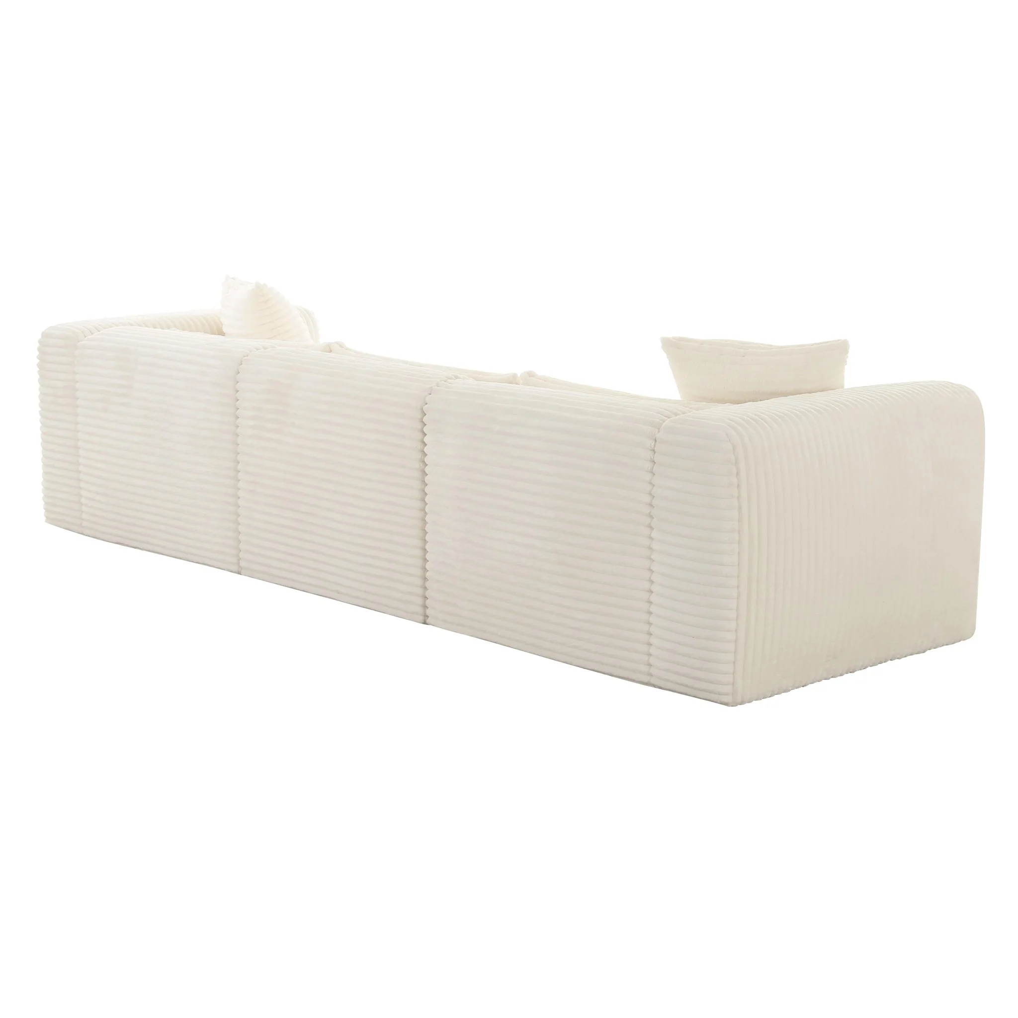 Tarra Fluffy Oversized Cream Corduroy Modular Sofa - Image 3