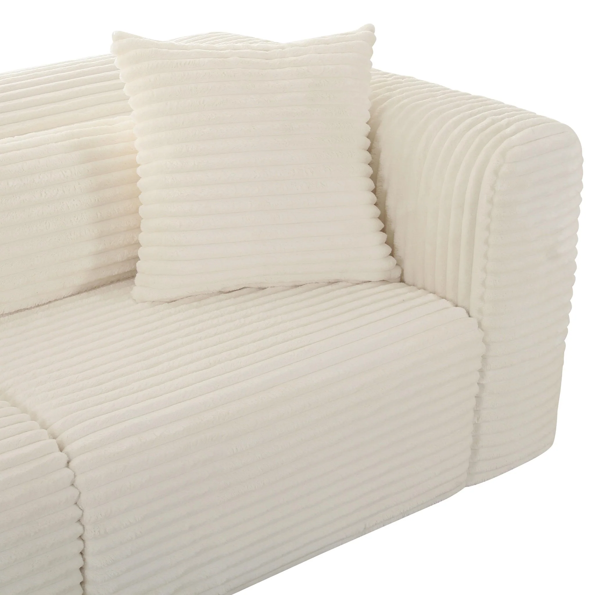 Tarra Fluffy Oversized Cream Corduroy Modular Sofa - Image 4