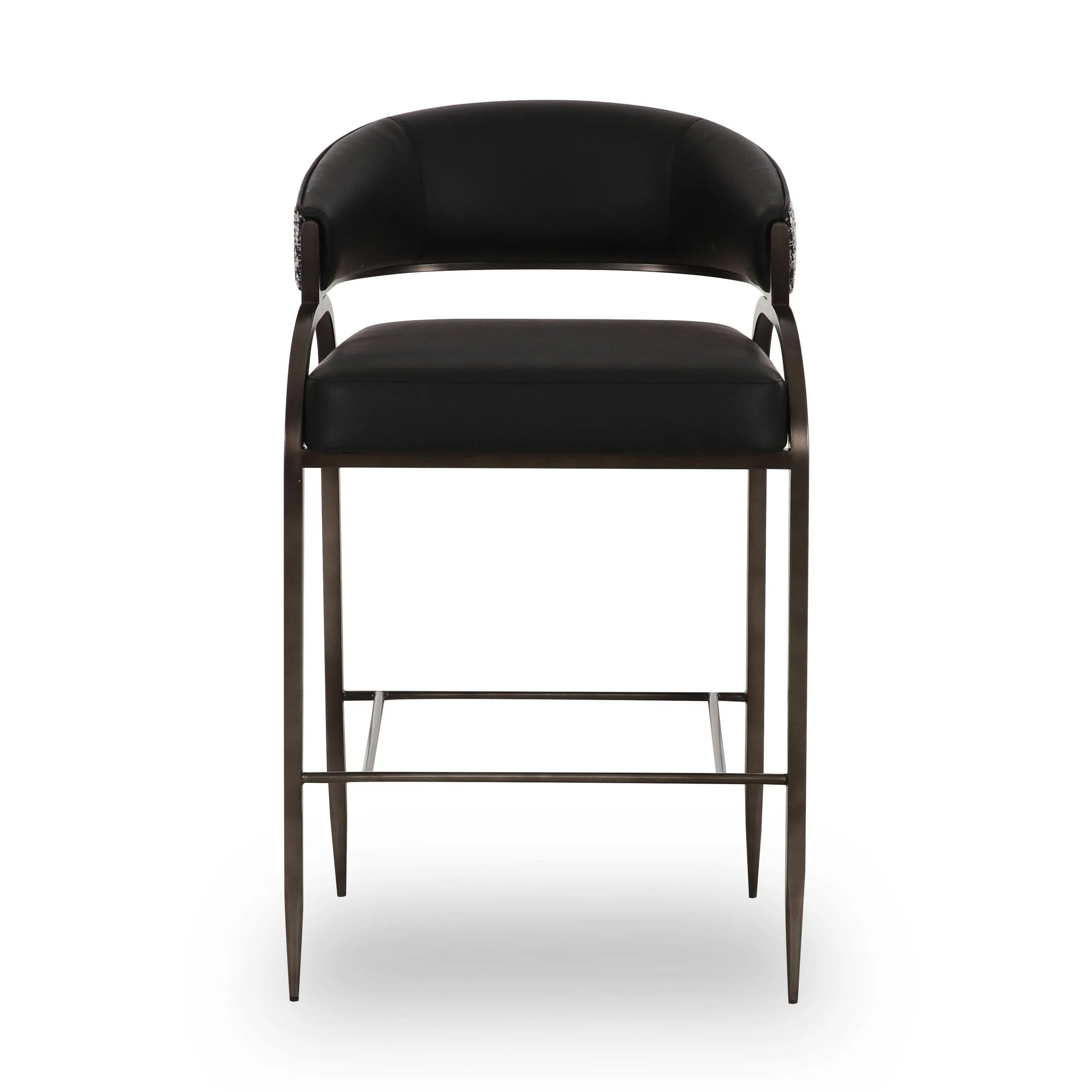 Tatum Black Vegan Leather 2-Tone Counter Stool - Image 3