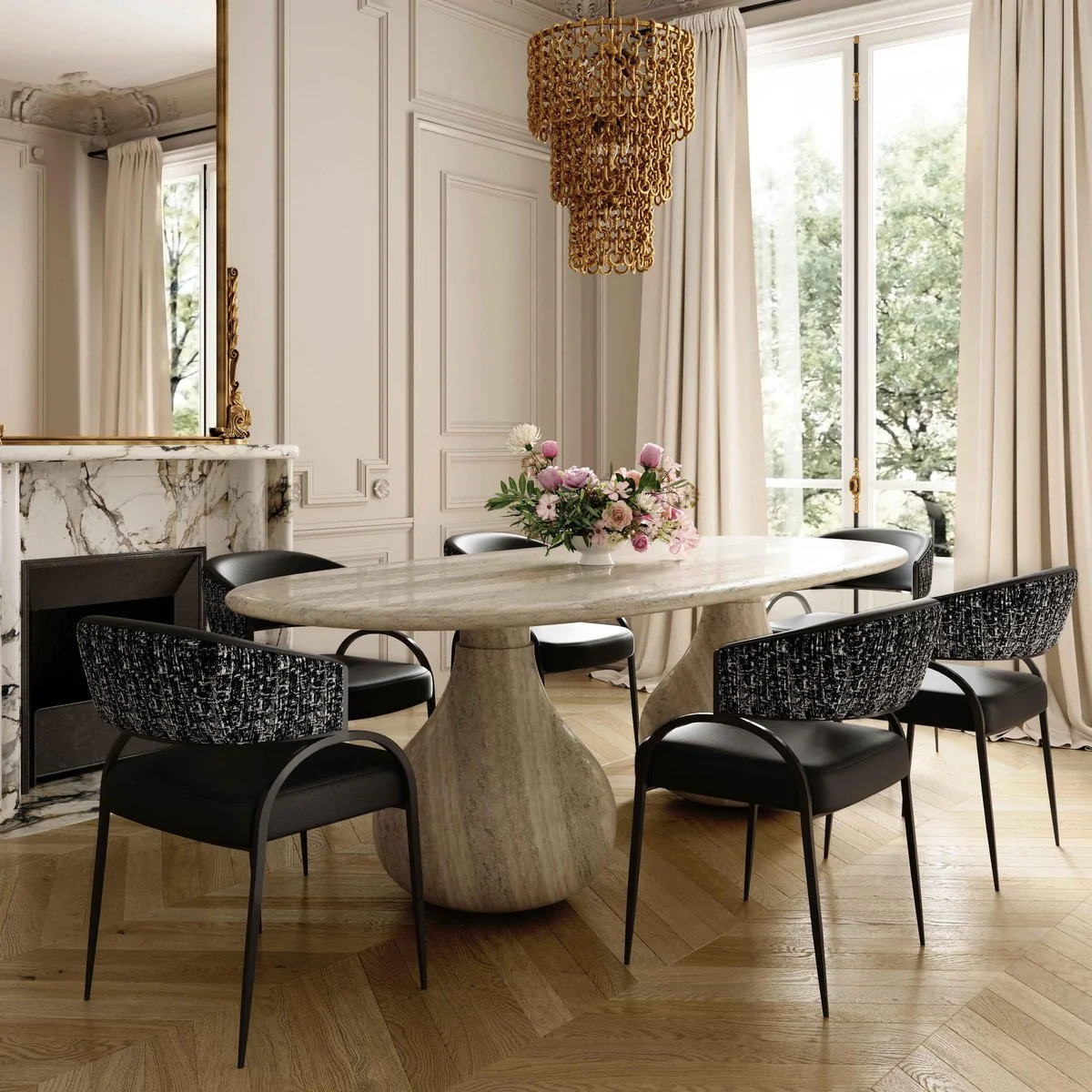 Tatum Black Vegan Leather 2-Tone Dining Chair - Image 2