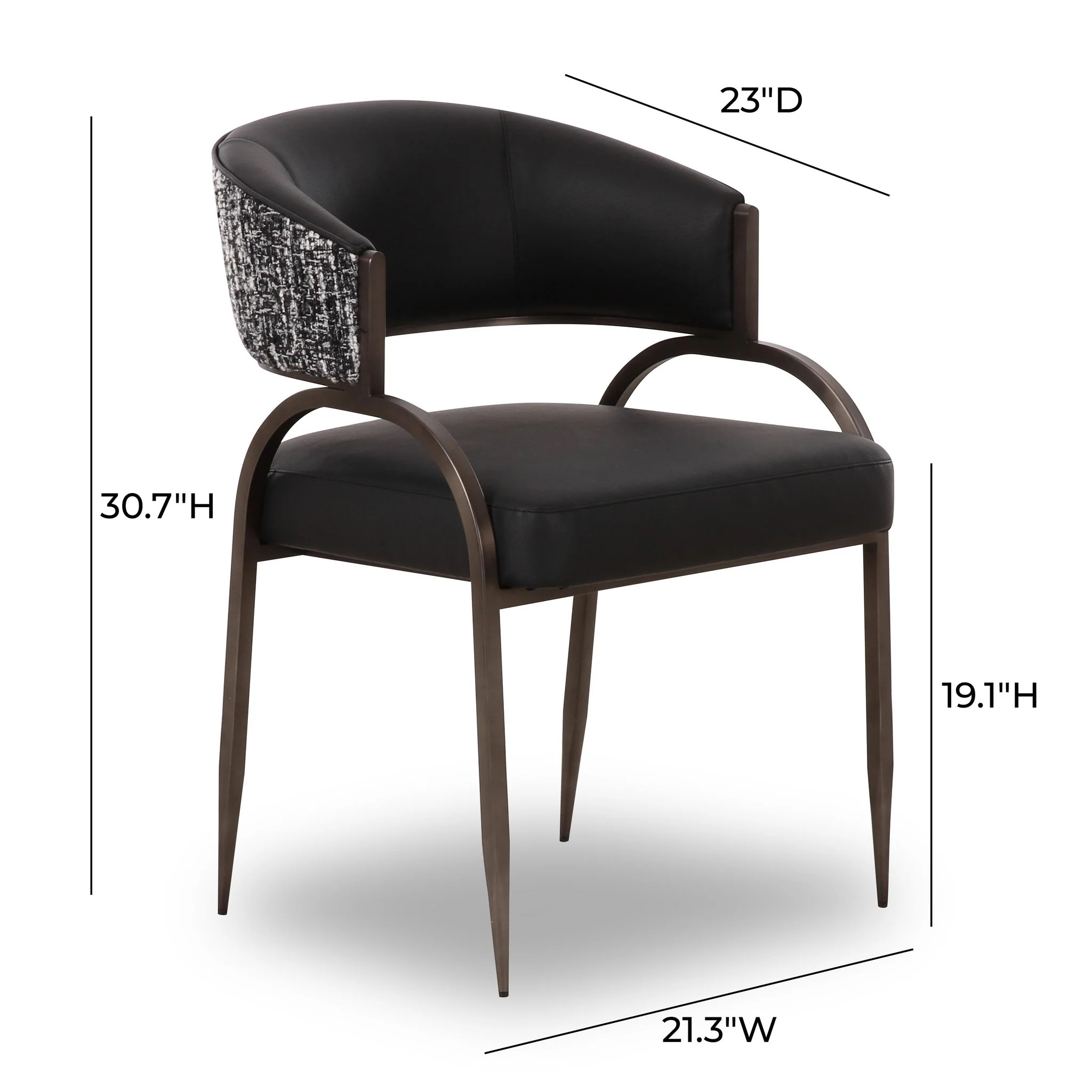 Tatum Black Vegan Leather 2-Tone Dining Chair - Image 6