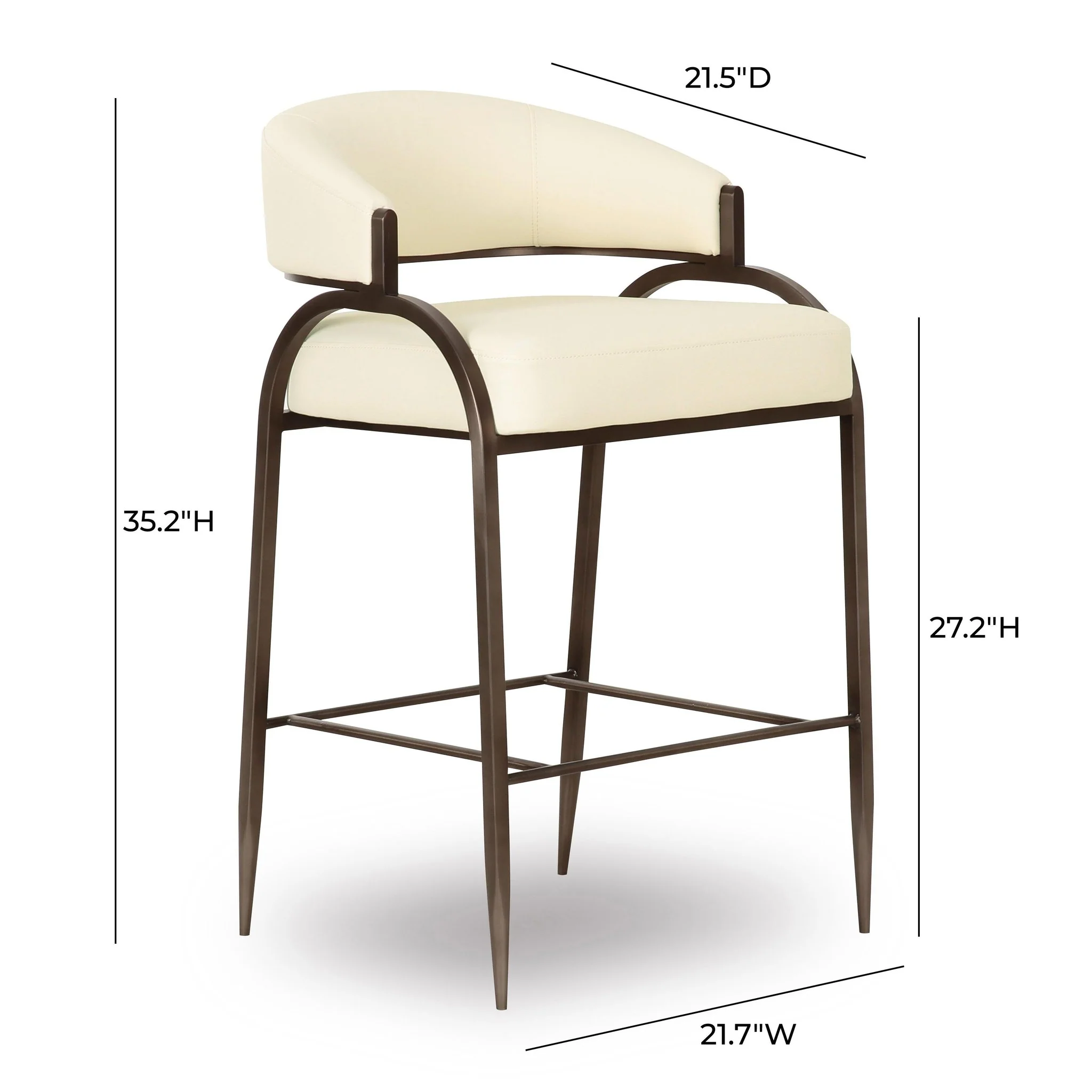 Tatum Cream Performance Vegan Leather Counter Stool - Image 6