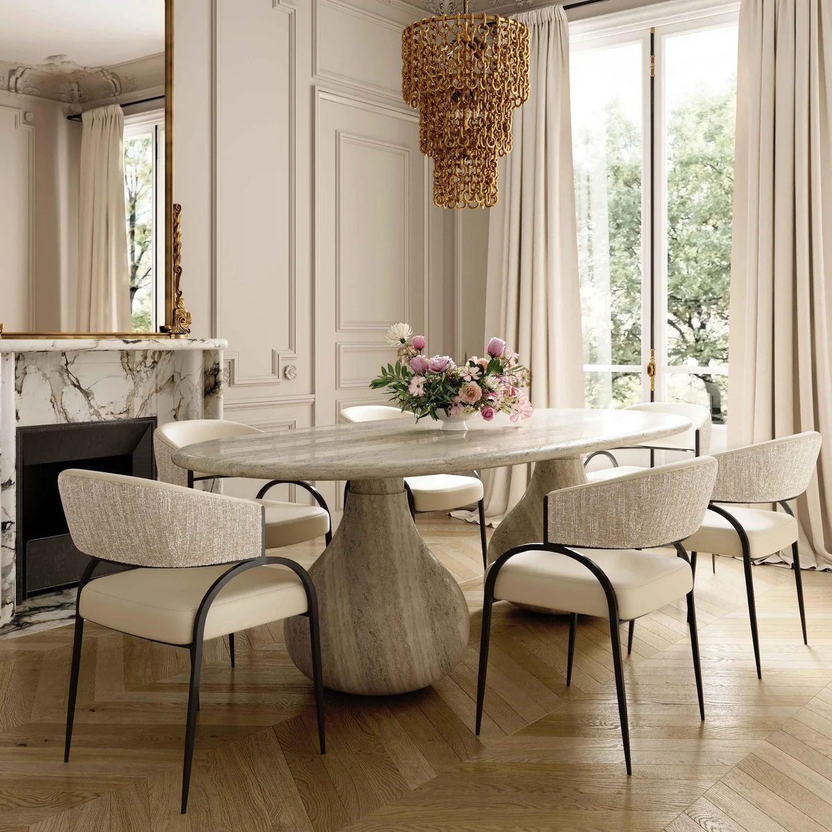 Tatum Cream Vegan Leather 2-Tone Dining Chair - Image 2