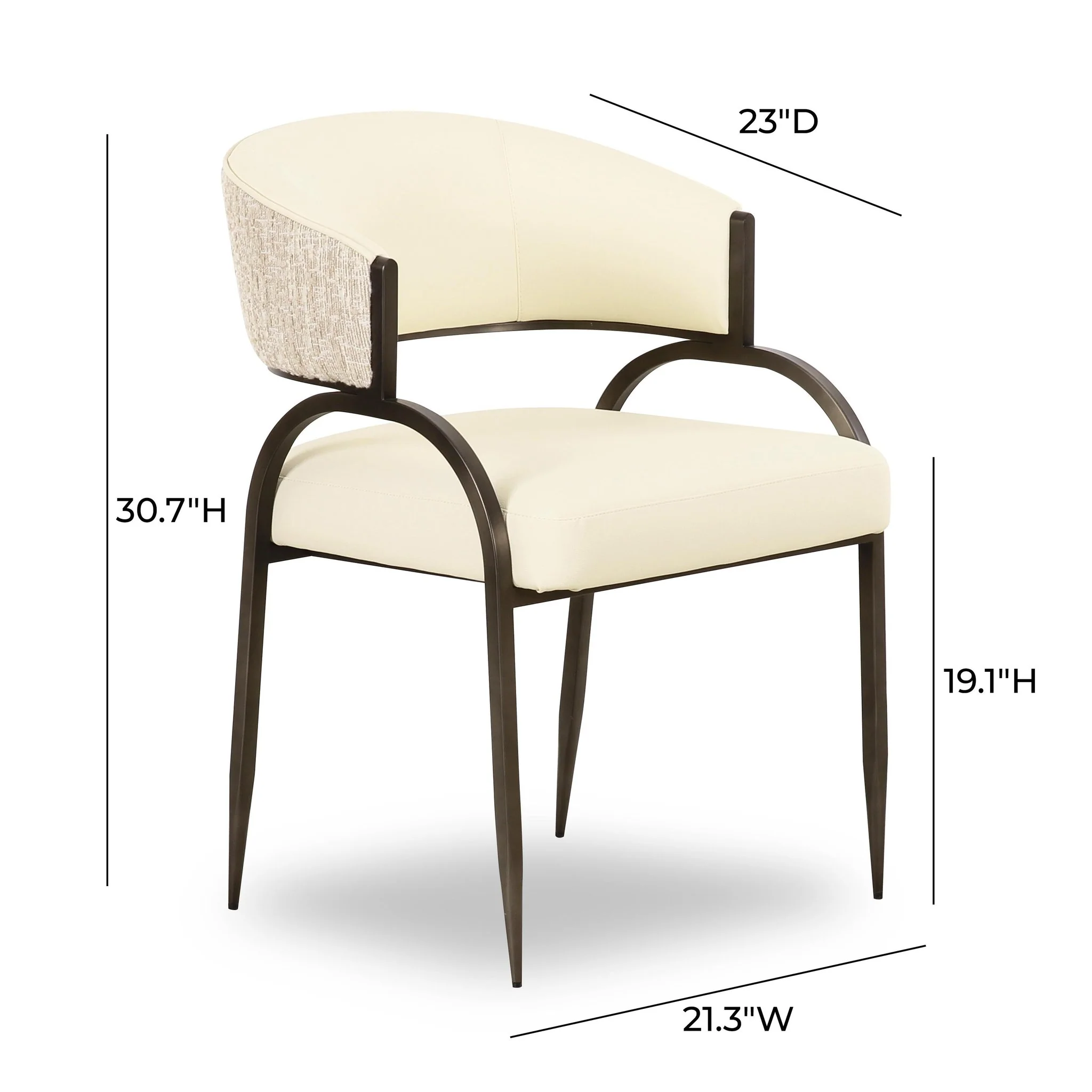 Tatum Cream Vegan Leather 2-Tone Dining Chair - Image 6