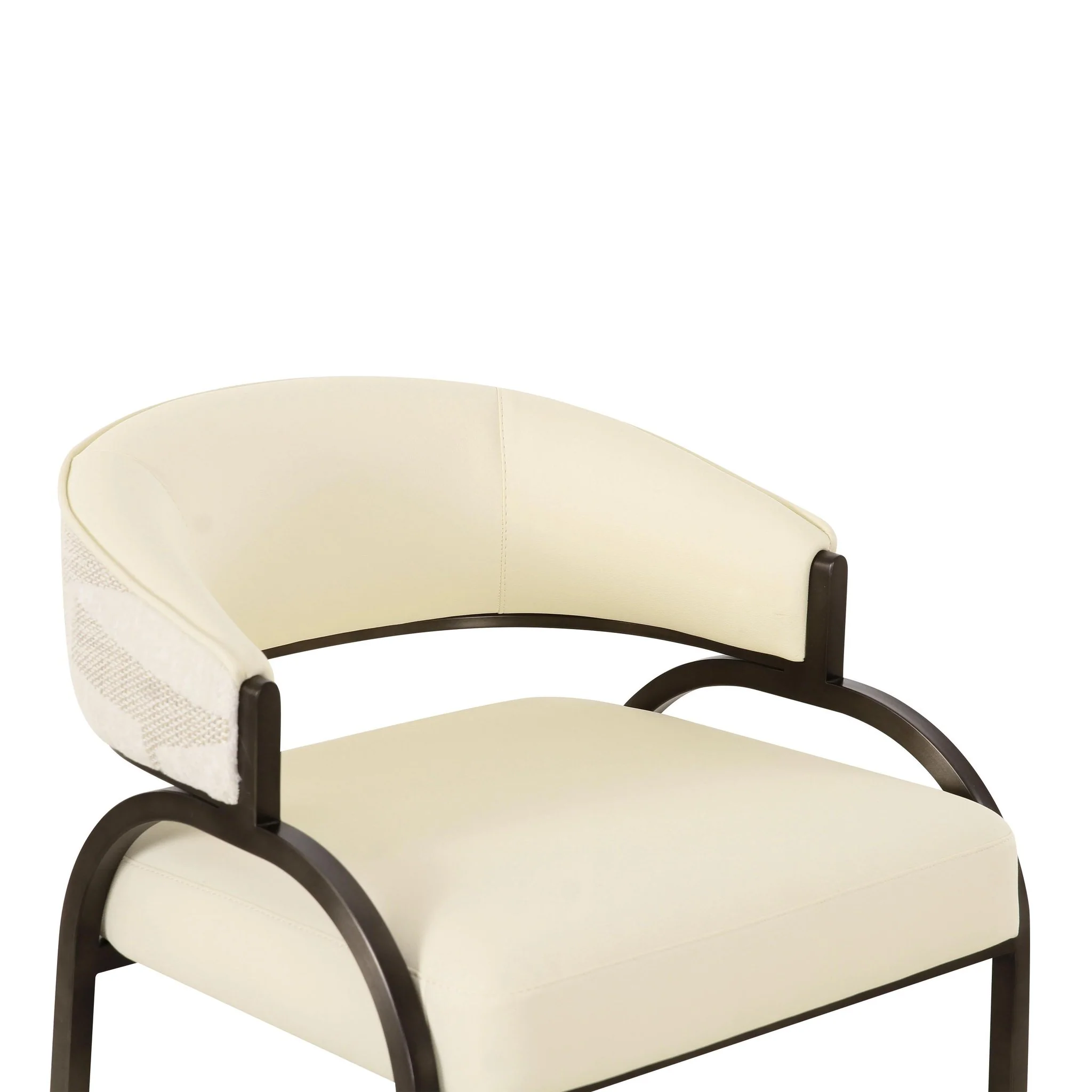 Tatum Cream Vegan Leather and 2-Tone Jacquard Counter Stool - Image 5