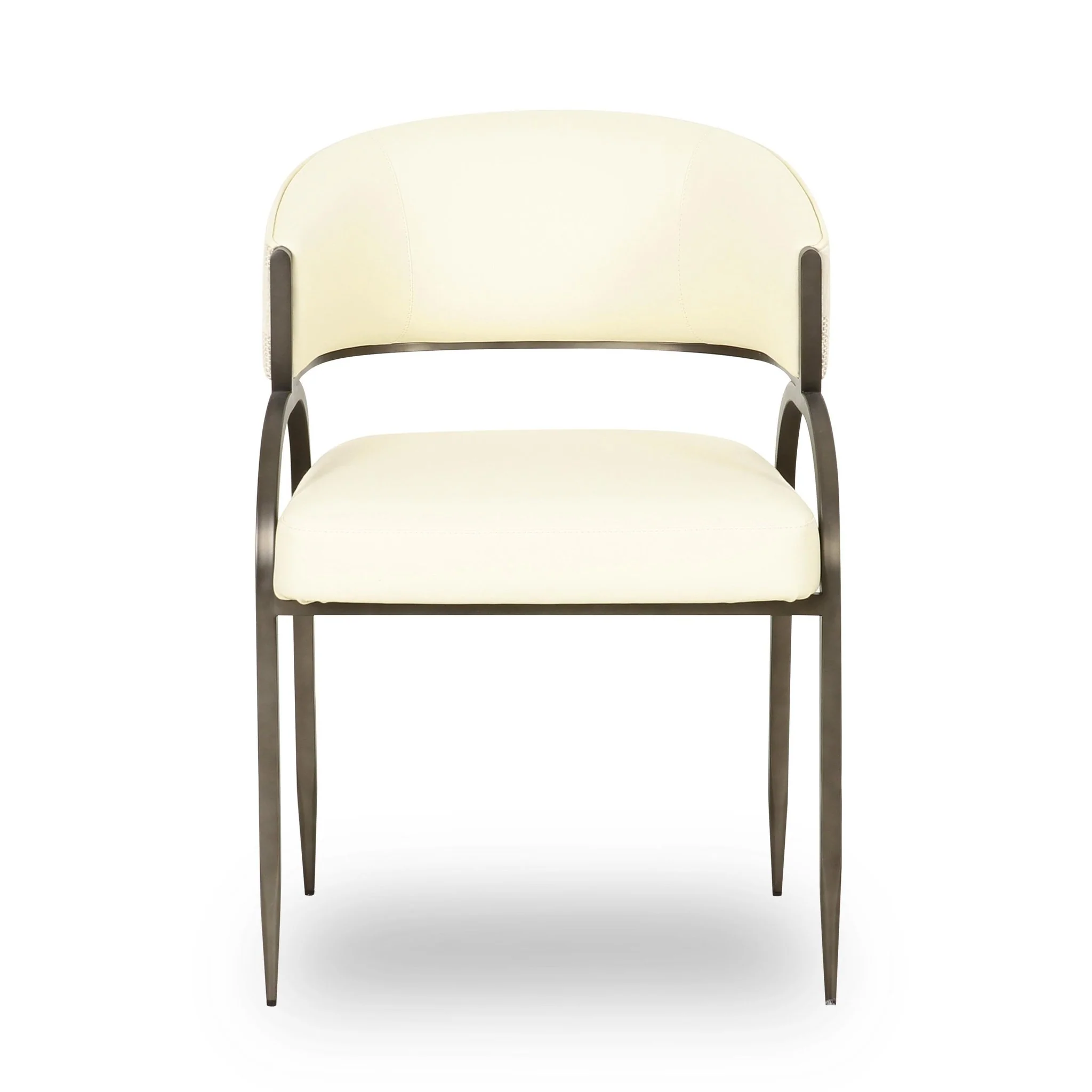 Tatum Cream Vegan Leather and 2-Tone Jacquard Dining Chair - Image 3