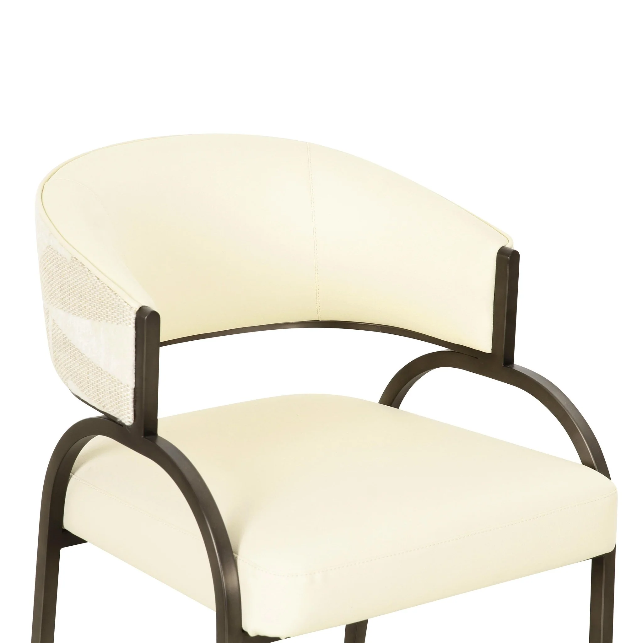 Tatum Cream Vegan Leather and 2-Tone Jacquard Dining Chair - Image 5
