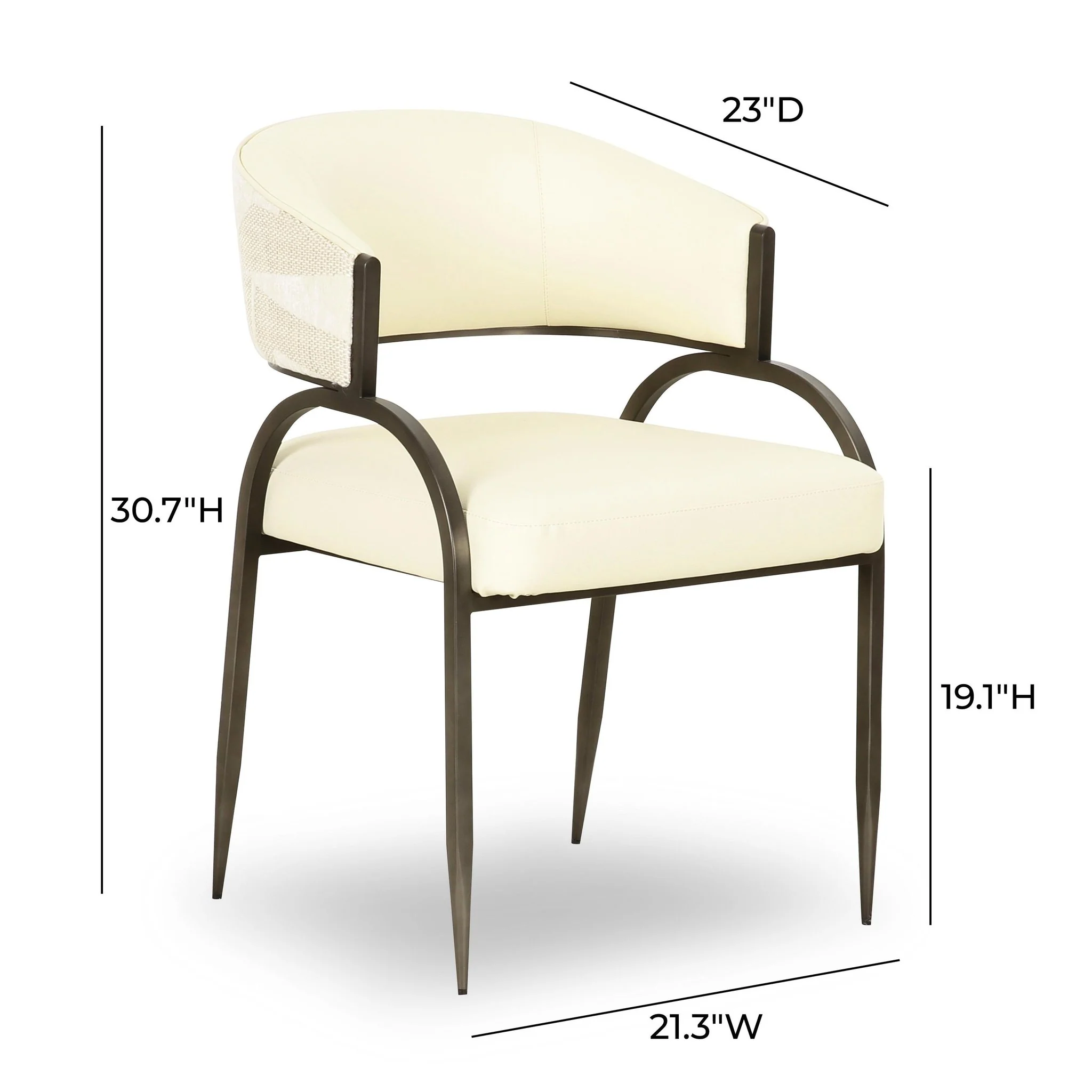 Tatum Cream Vegan Leather and 2-Tone Jacquard Dining Chair - Image 6
