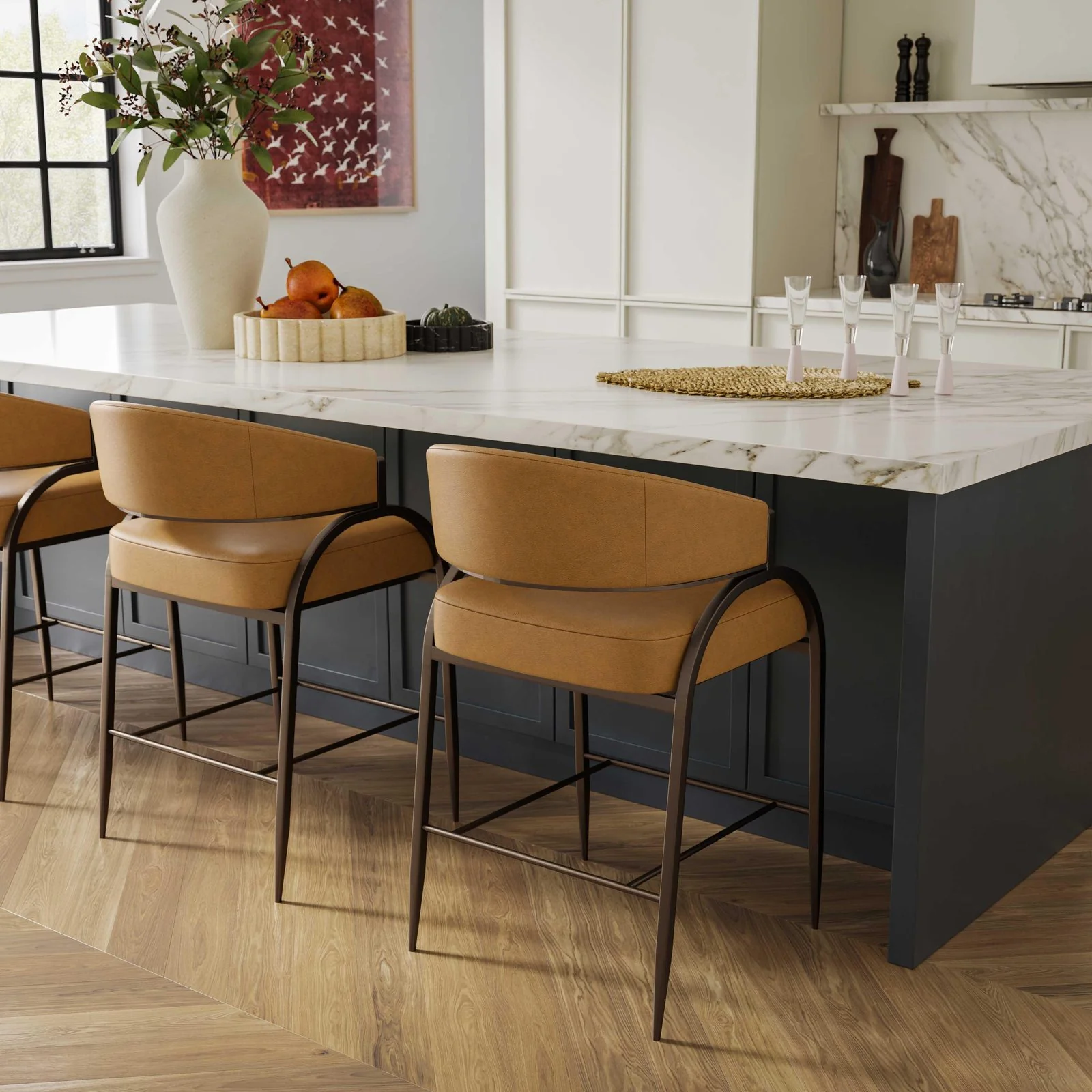 Tatum Tan Performance Vegan Leather Counter Stool - Image 2
