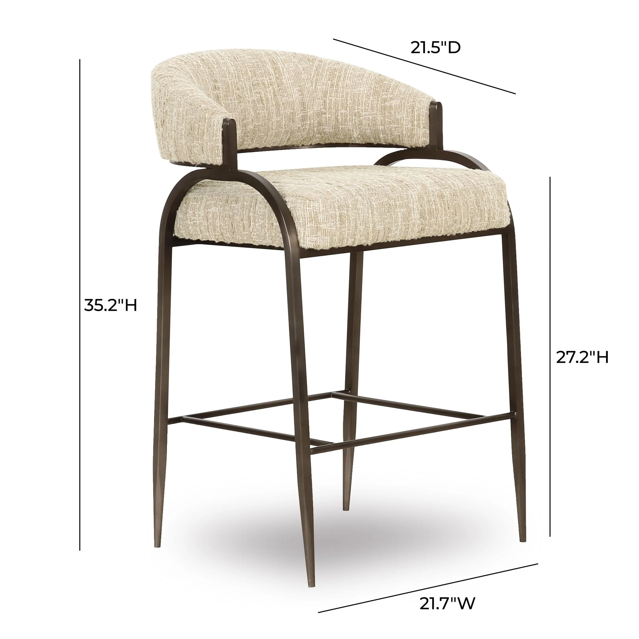 Tatum Taupe Textured Performance Boucle Counter Stool - Image 6