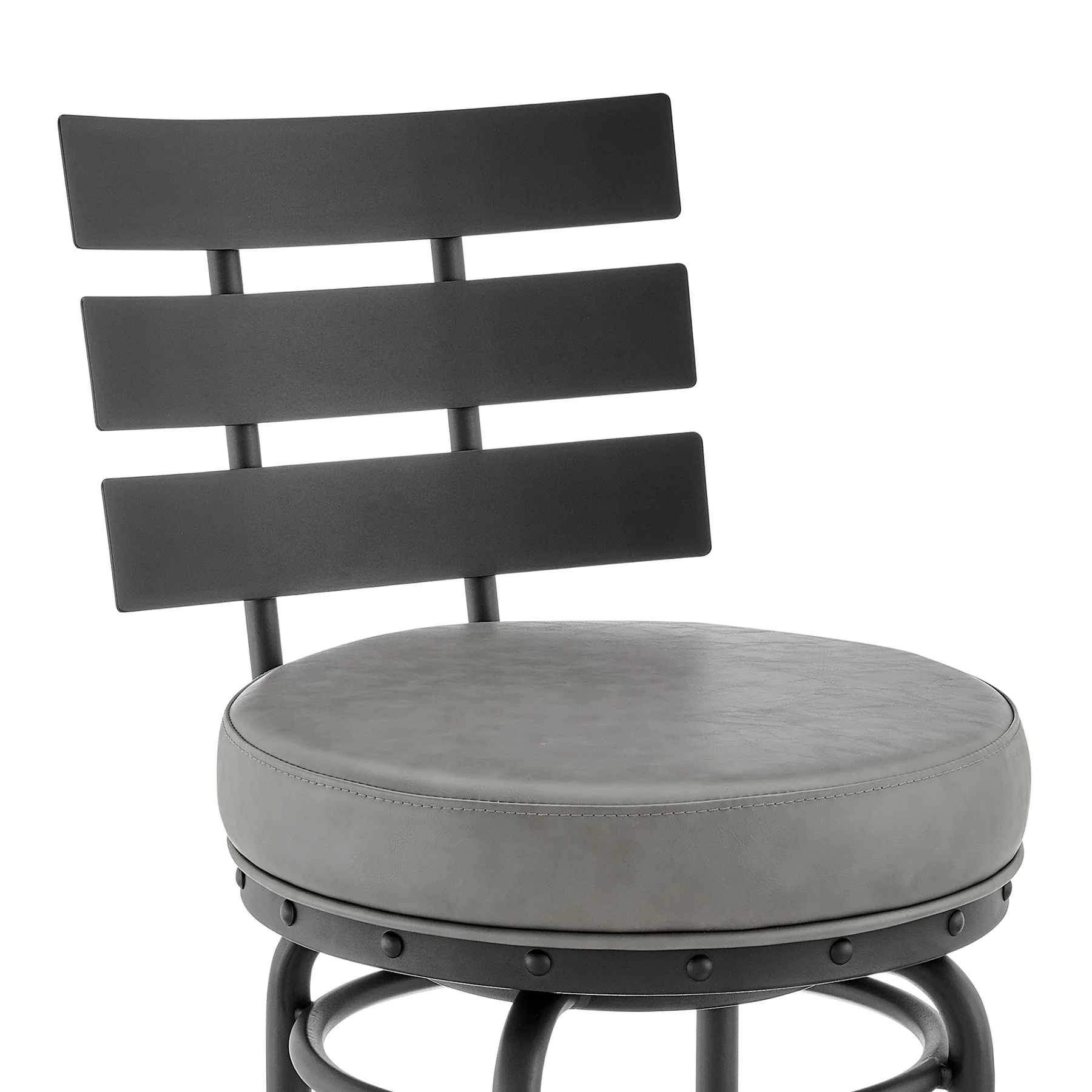 Tatyana Swivel Counter or Bar Stool in Black Finish with Gray Faux Leather - Image 6