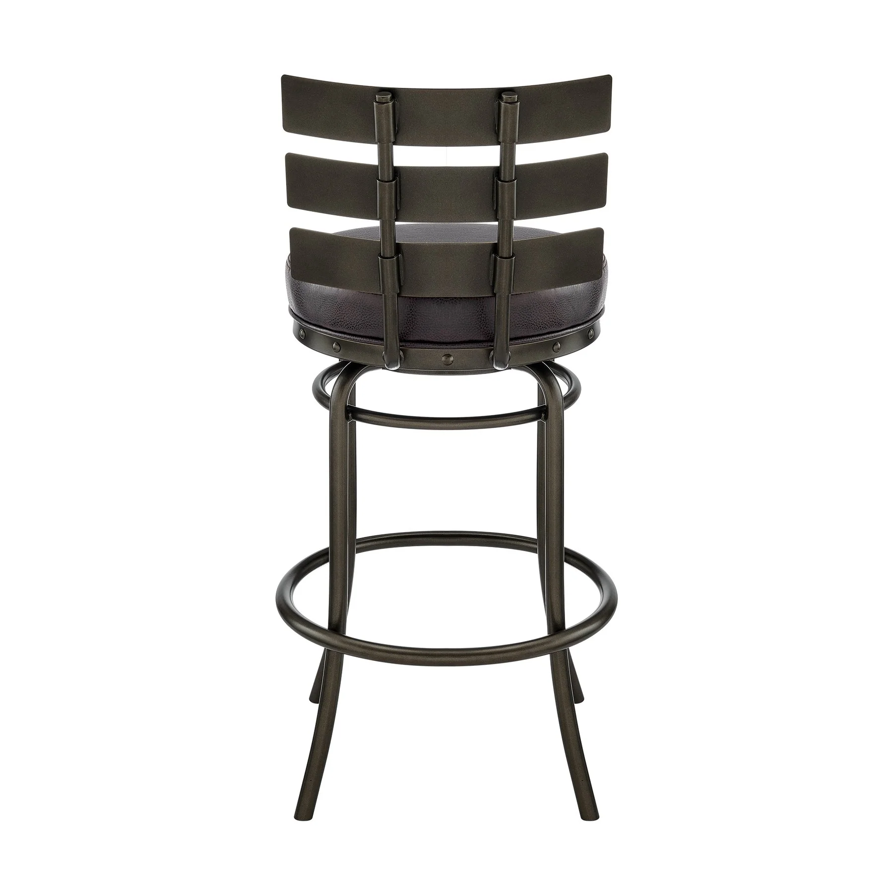 Tatyana Swivel Counter or Bar Stool in Mocha Finish with Brown Faux Leather - Image 5