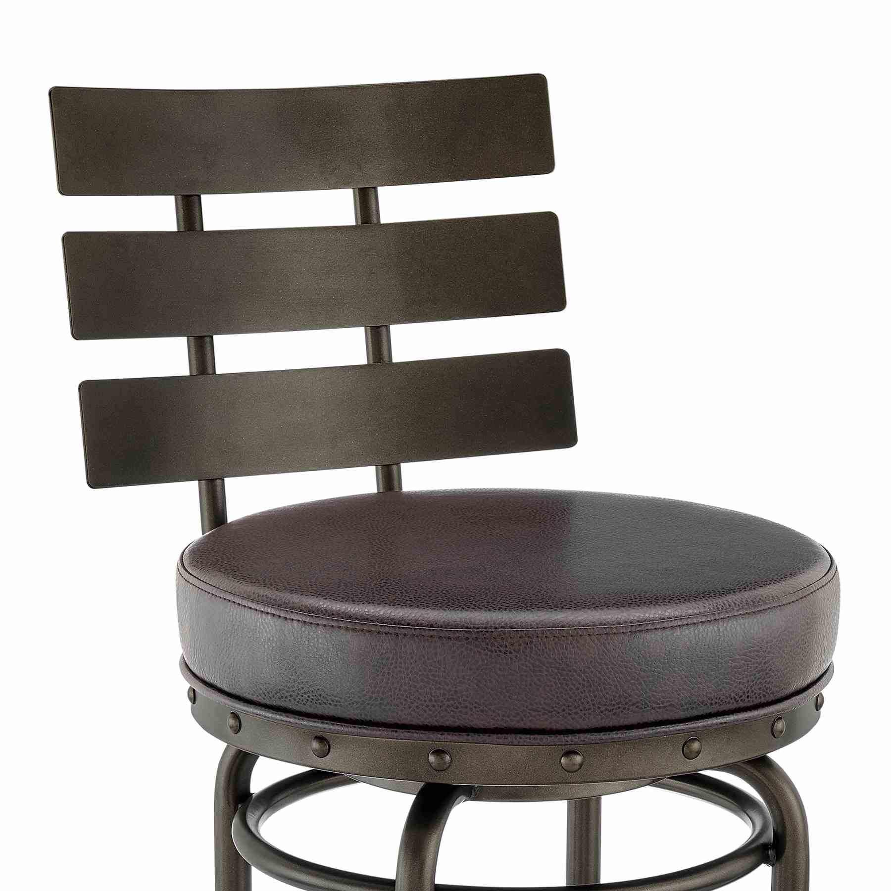 Tatyana Swivel Counter or Bar Stool in Mocha Finish with Brown Faux Leather - Image 6