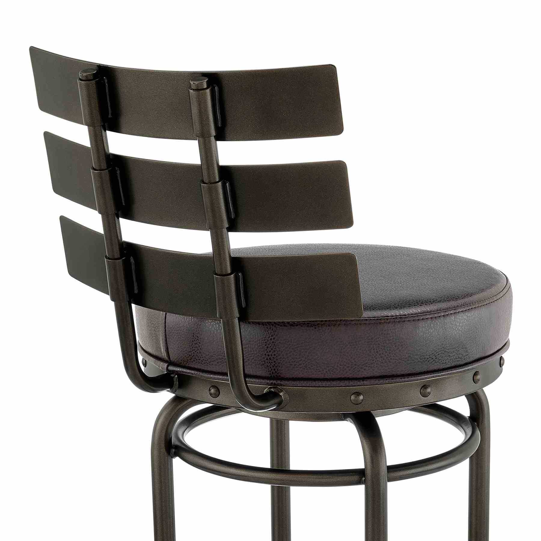 Tatyana Swivel Counter or Bar Stool in Mocha Finish with Brown Faux Leather - Image 7