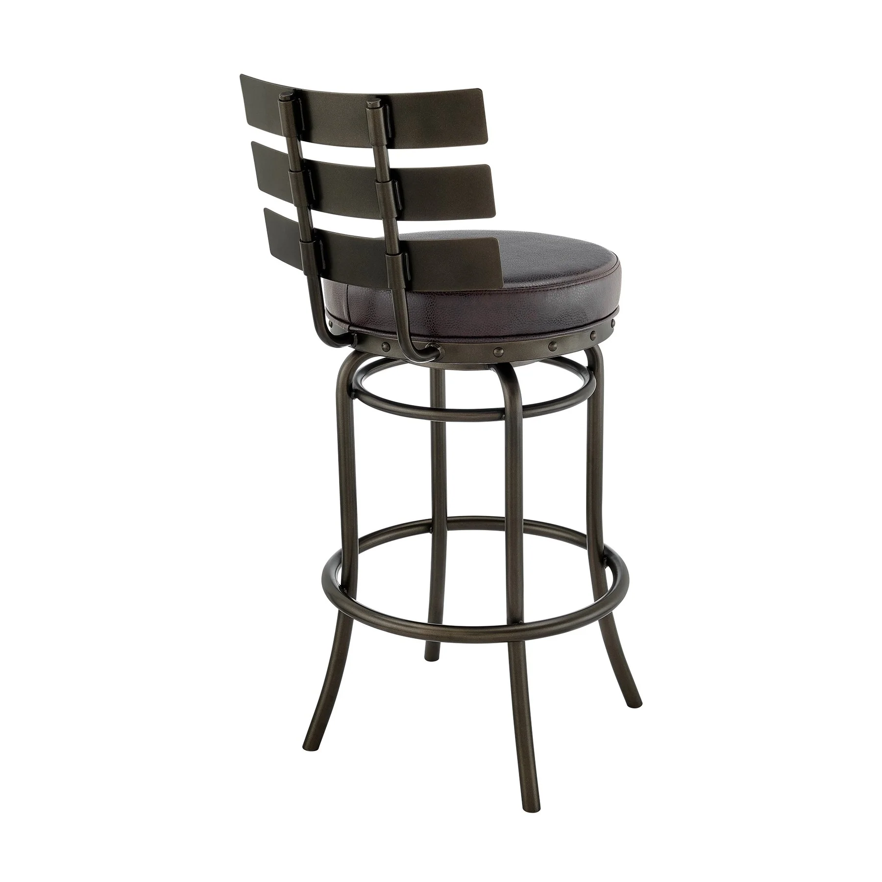 Tatyana Swivel Counter or Bar Stool in Mocha Finish with Brown Faux Leather - Image 4