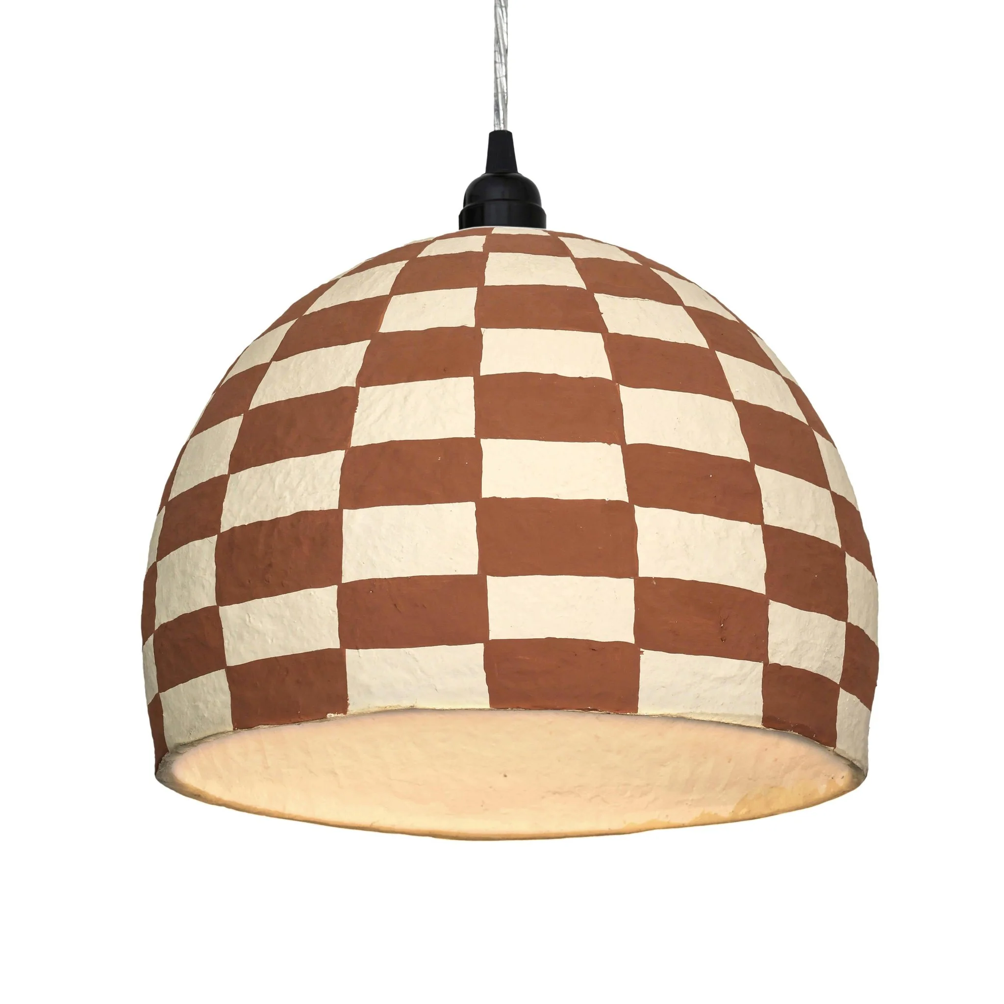 Taurus White and Terracotta Cotton Mache Pendant Lamp - Image 2
