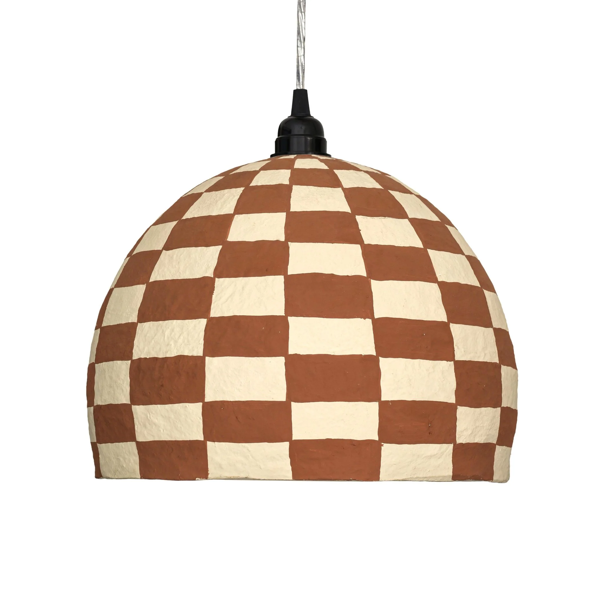 Taurus White and Terracotta Cotton Mache Pendant Lamp - Image 3