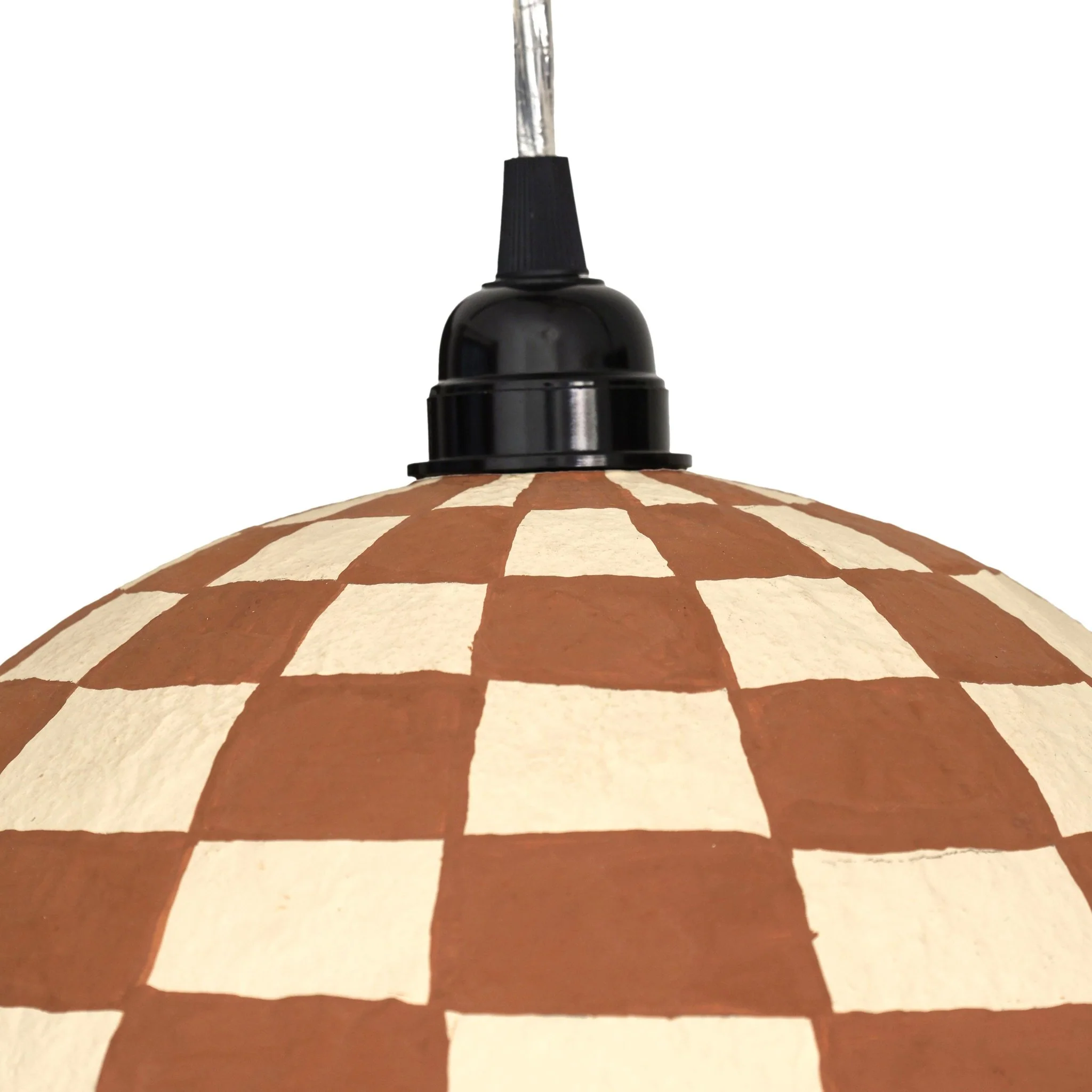 Taurus White and Terracotta Cotton Mache Pendant Lamp - Image 4