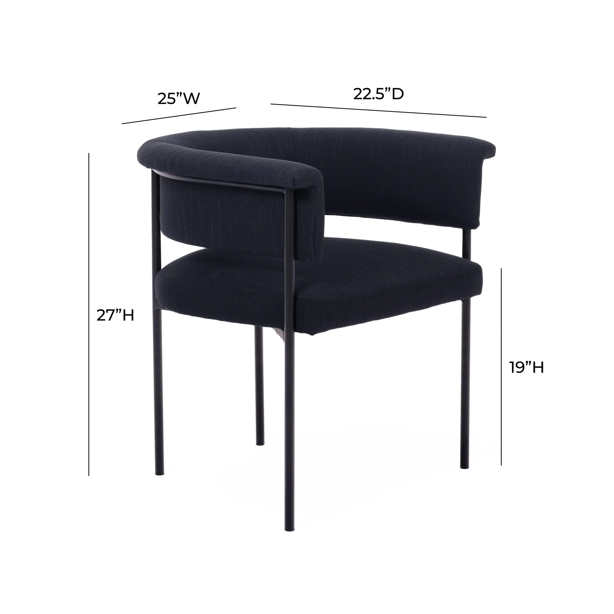 Taylor Black Performance Linen Dining Chair - Image 7