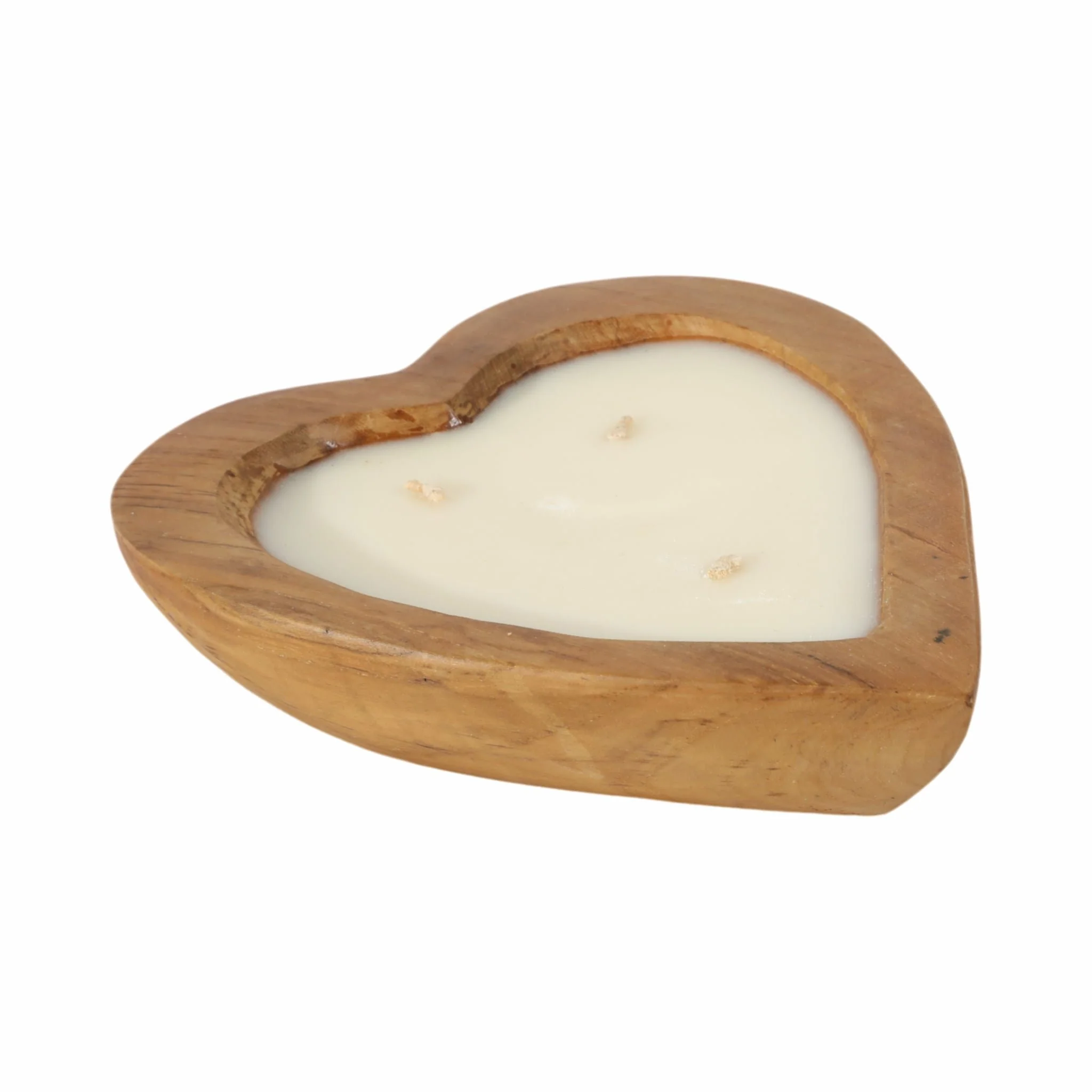 Teak, 12" Heart Bowl Candle, Natural - Image 2