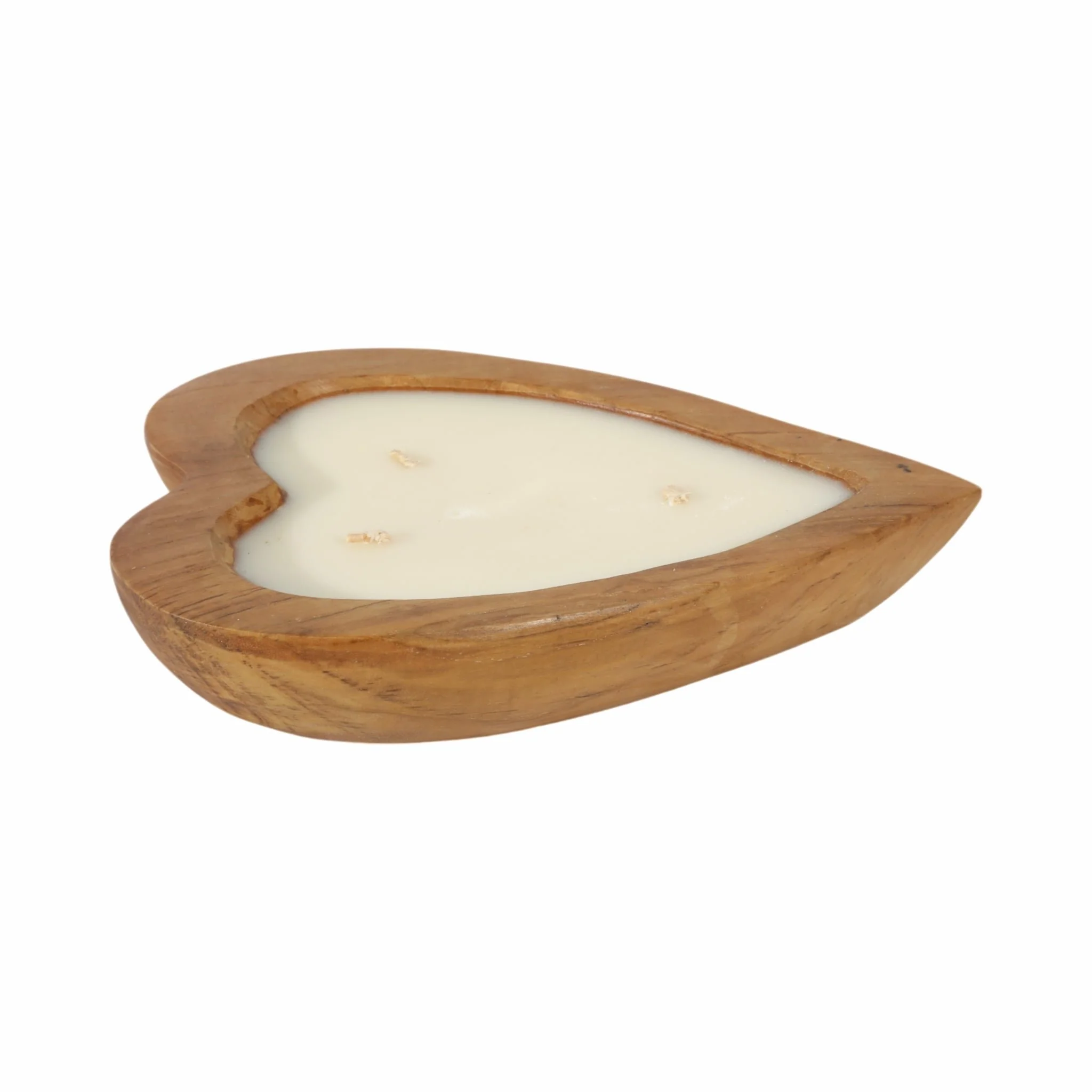 Teak, 12" Heart Bowl Candle, Natural - Image 3