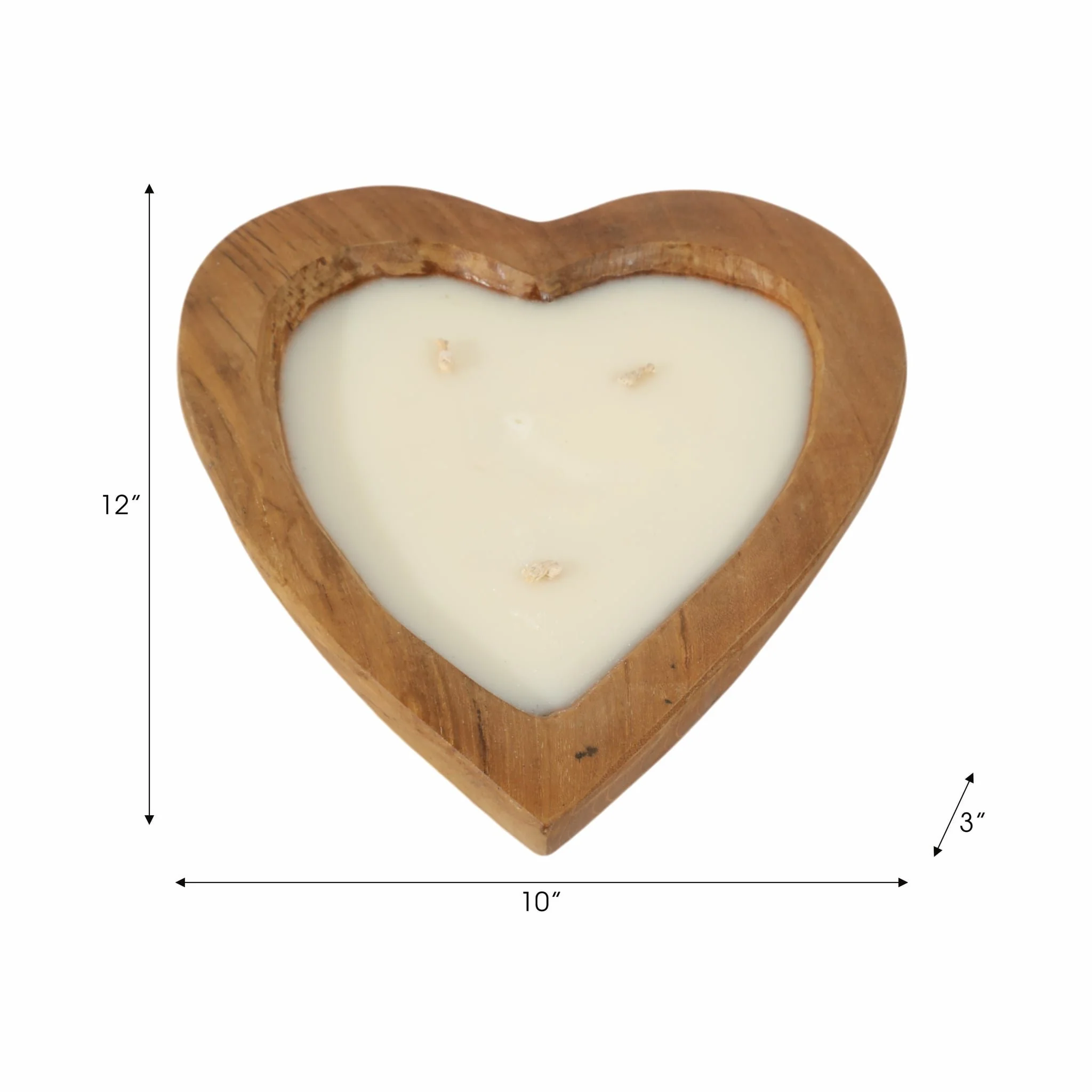 Teak, 12" Heart Bowl Candle, Natural - Image 8