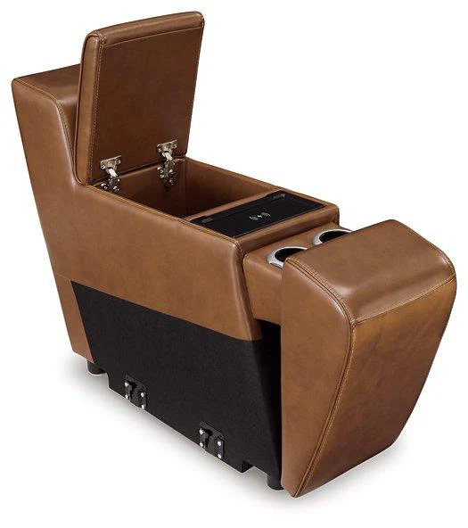 Temmpton Dual Power Leather Reclining Modular Loveseat with Console - Image 4
